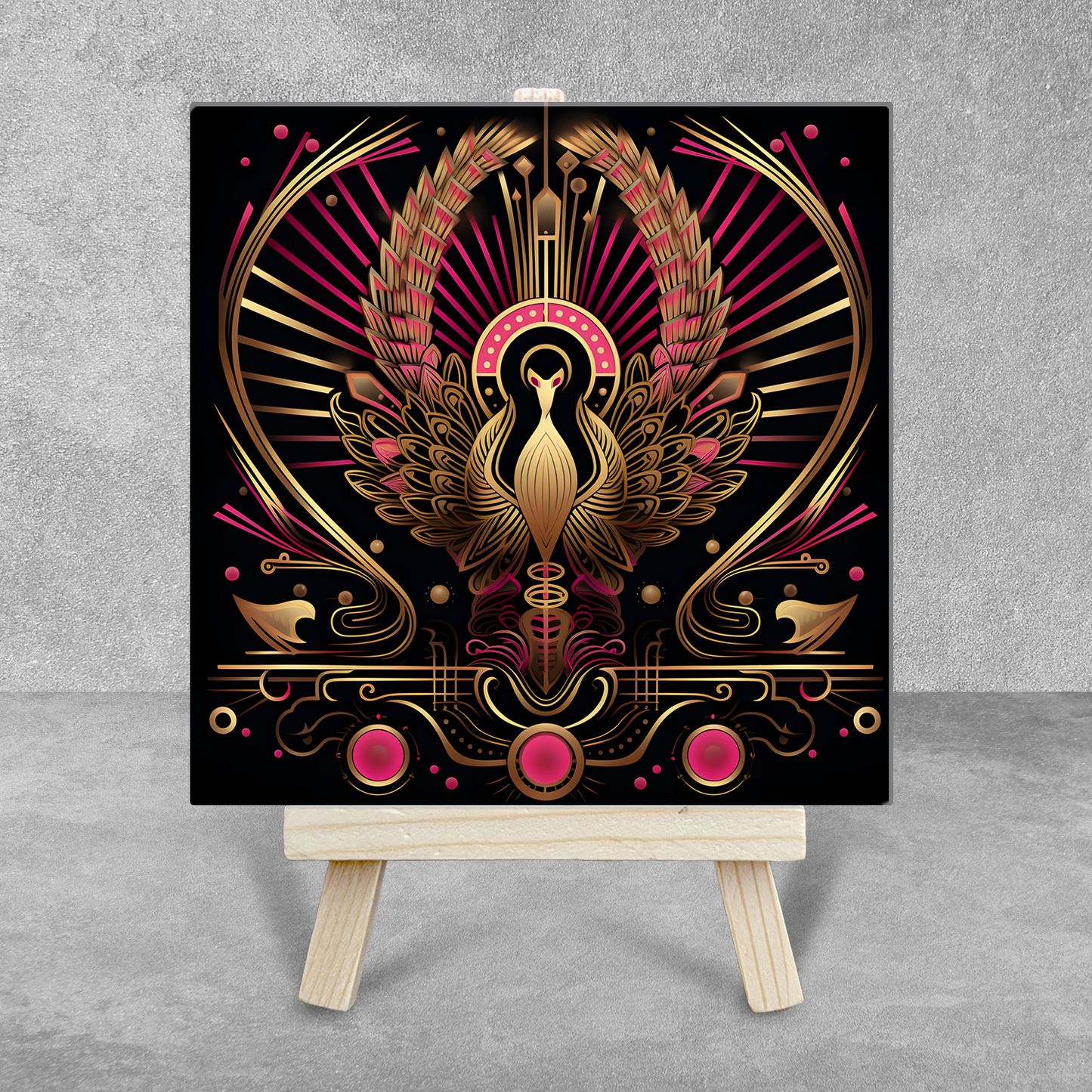 Art Deco Mini Art Panel – Ceramic Art Tile With Easel