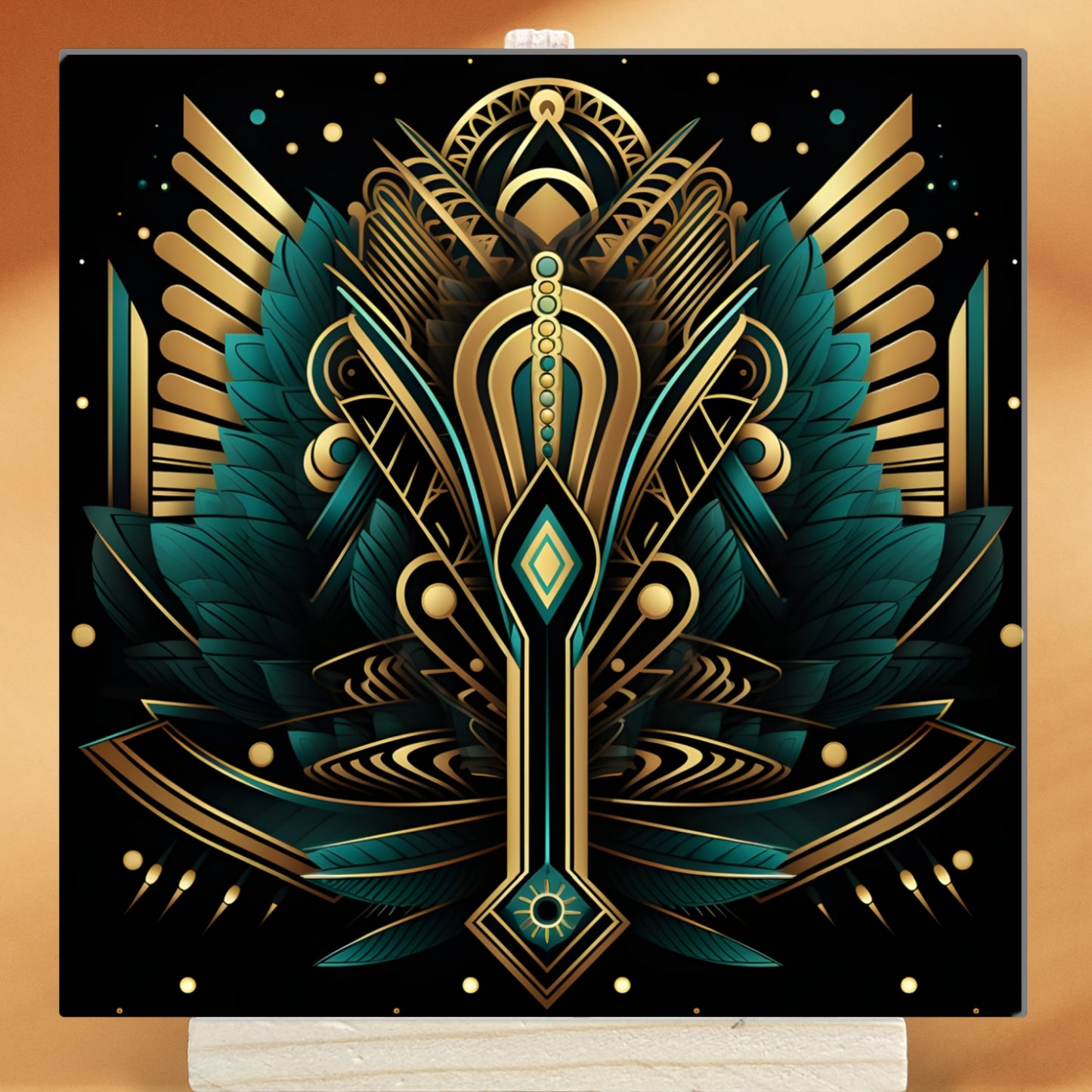 Art Deco Mini Art Panel – Ceramic Art Tile With Easel