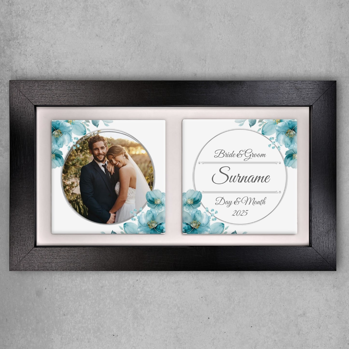 Blue Poppies Floral Wedding Celebrations - Framed Ceramic Tiles Landscape