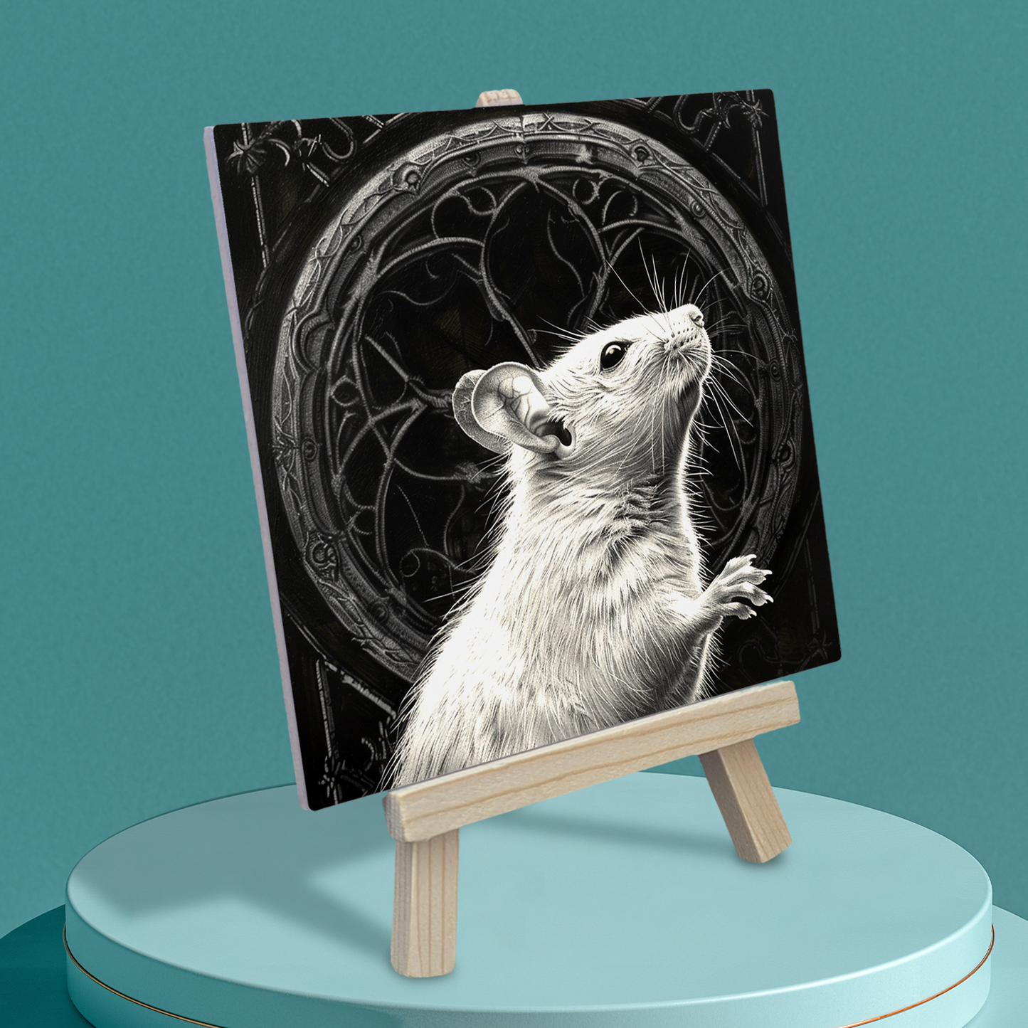 The Mouse Baroque Style Illustrated Art Tile With Easel