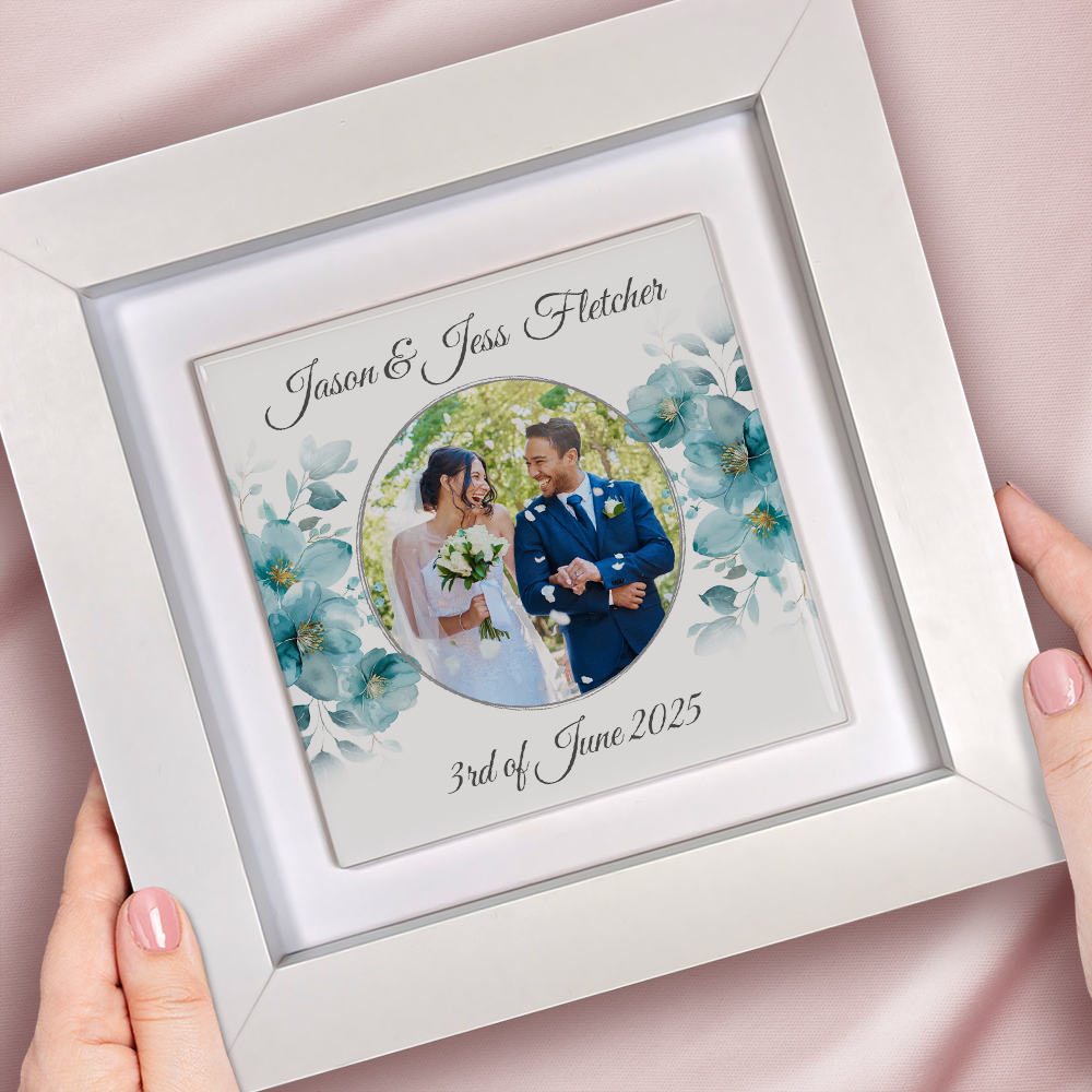 Blue Poppies Floral Wedding Celebrations - Framed Ceramic Tiles Square