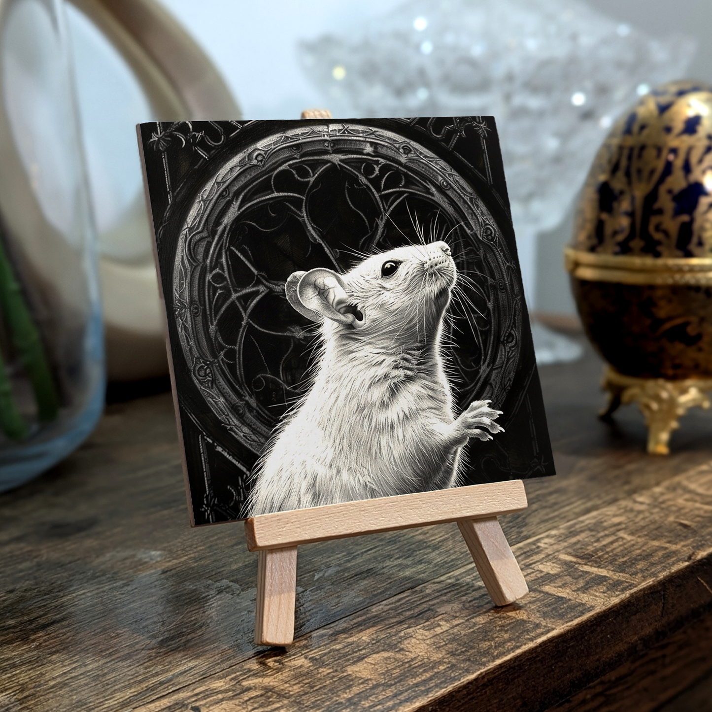 The Mouse Baroque Style Illustrated Art Tile With Easel