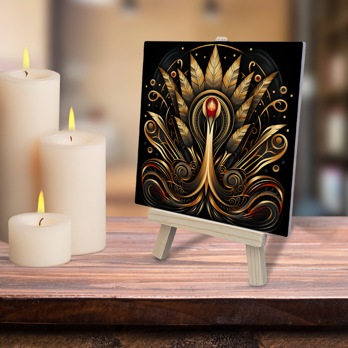 Art Deco Mini Art Panel – Ceramic Art Tile With Easel