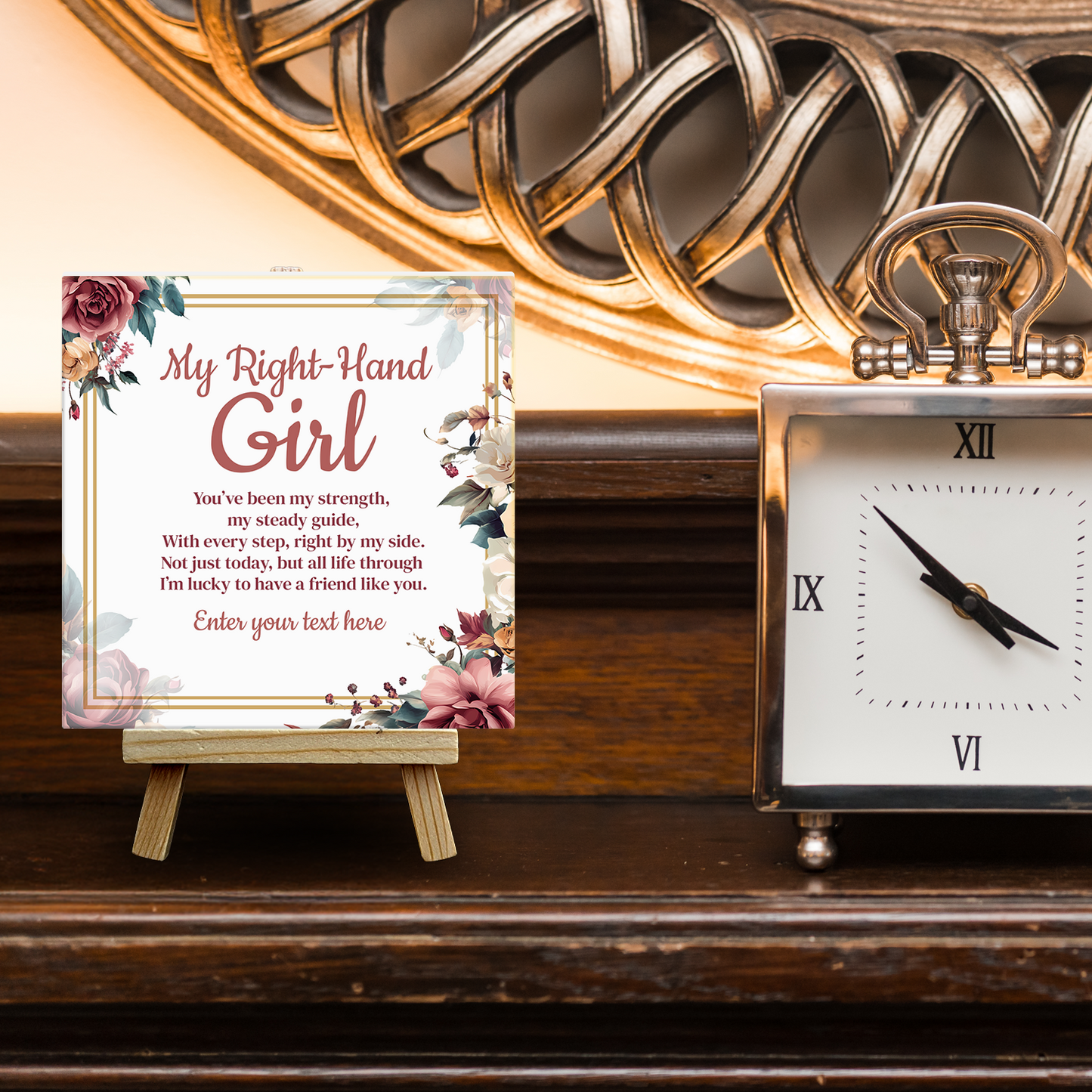 My Right Hand Girl Personalised Tile With Easel