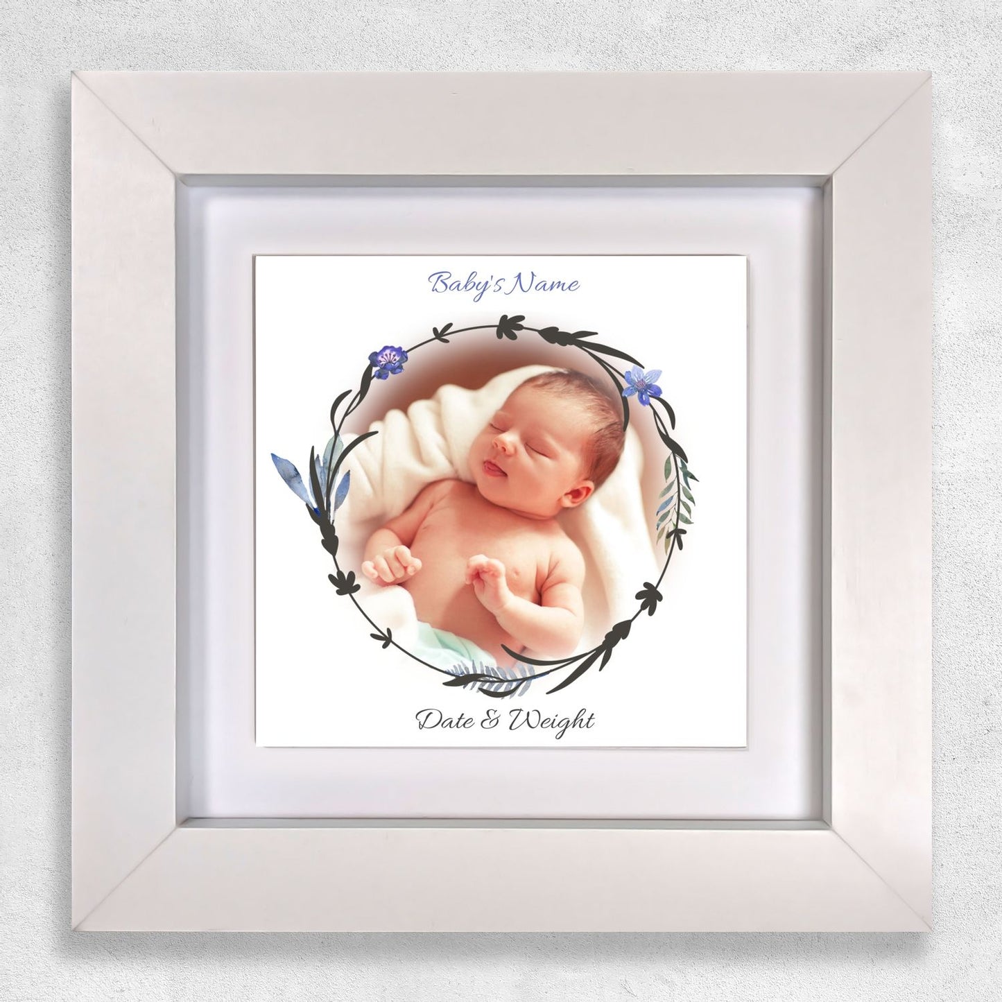 New Mum Gift Framed Tile Art -Add Name, Picture, Date & Weight Avaiable In Pink Or Blue