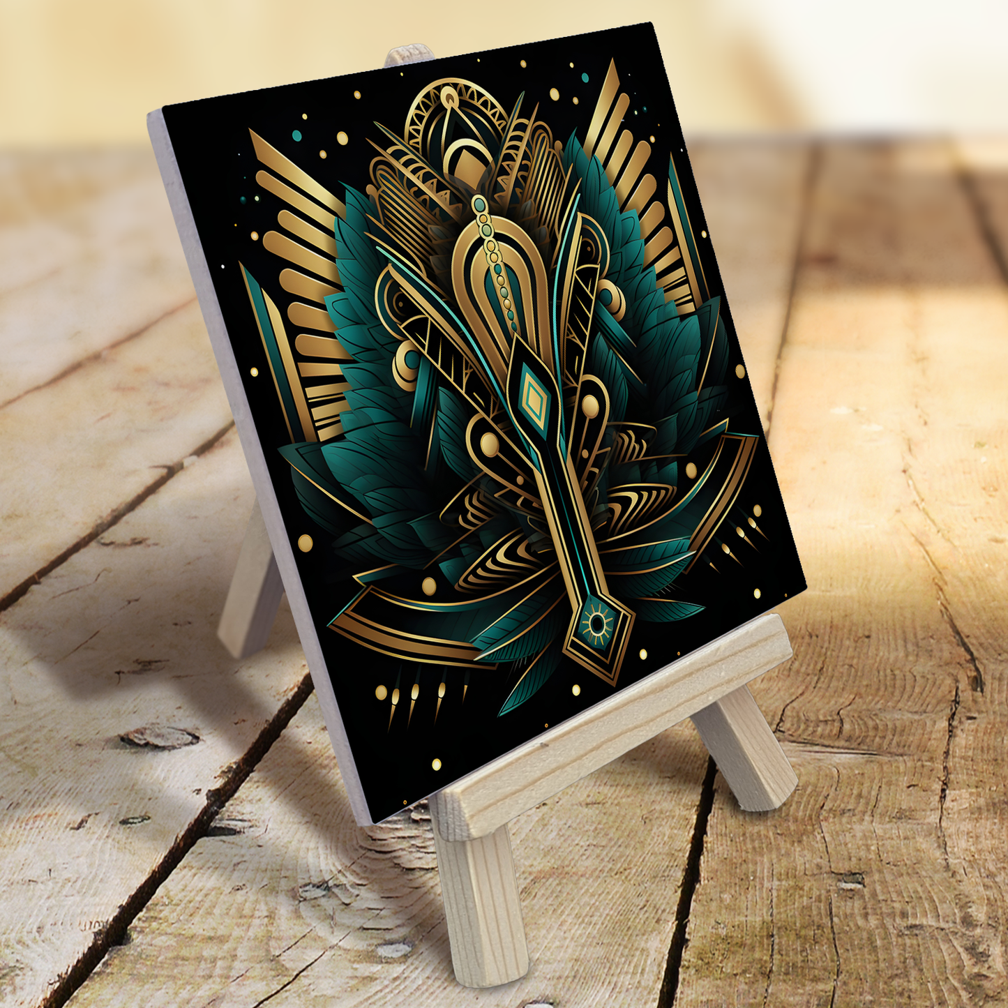 Art Deco Mini Art Panel – Ceramic Art Tile With Easel