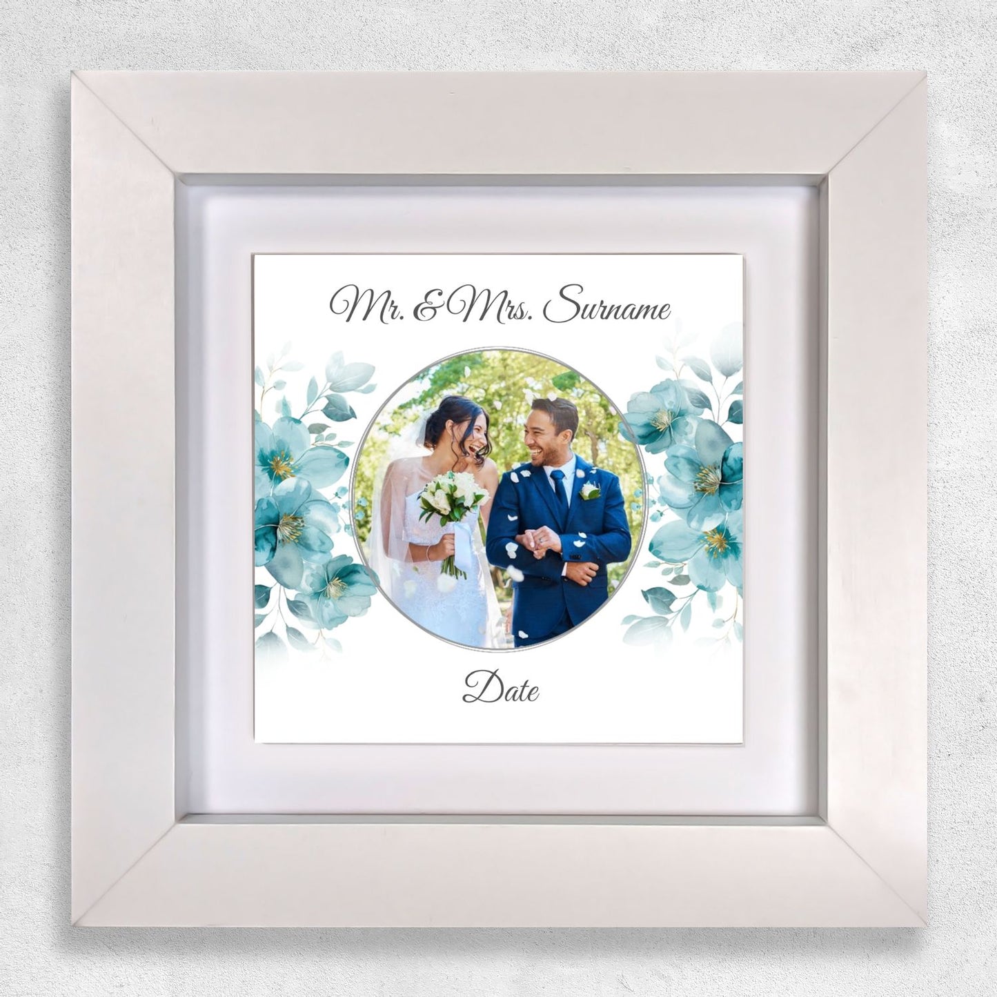 Blue Poppies Floral Wedding Celebrations - Framed Ceramic Tiles Square