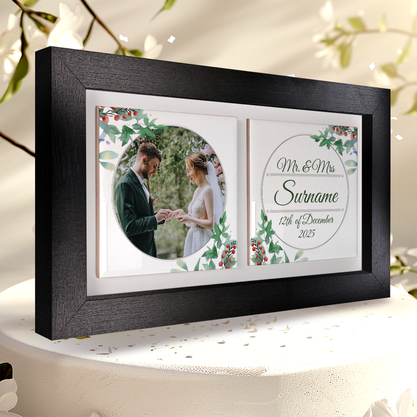 Woodland Floral Wedding Celebrations - Framed Ceramic Tiles Landscape