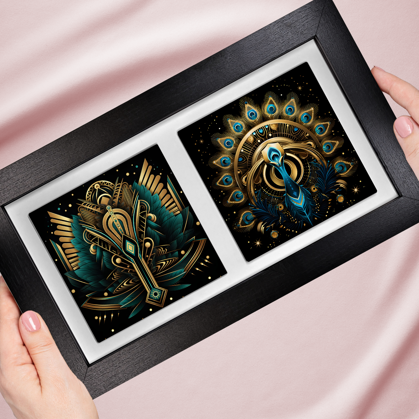 Art Deco Landscape Tile Art – Design Your Own Two Tile Framed Display