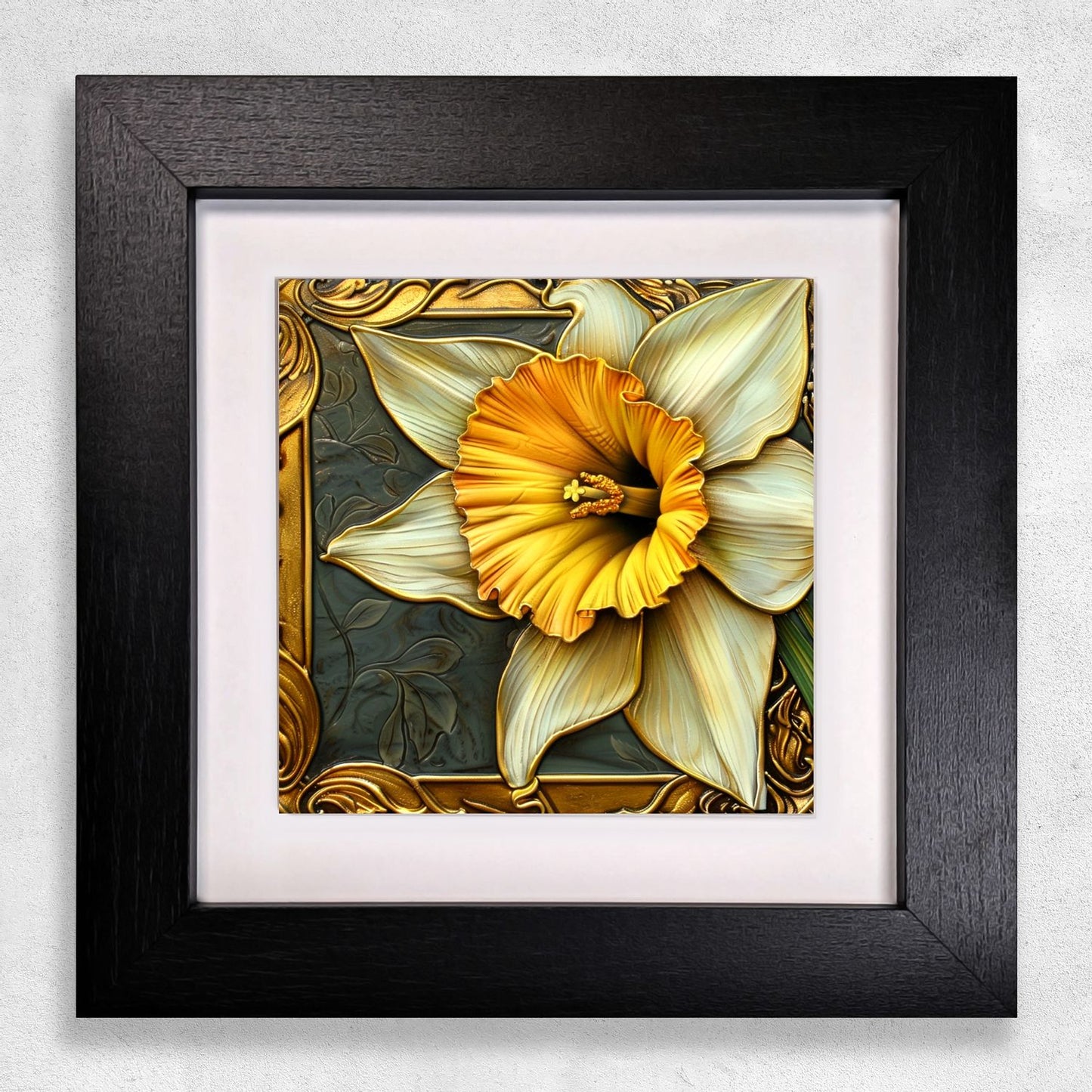 Art Nouveau Square Framed Ceramic Tile Art