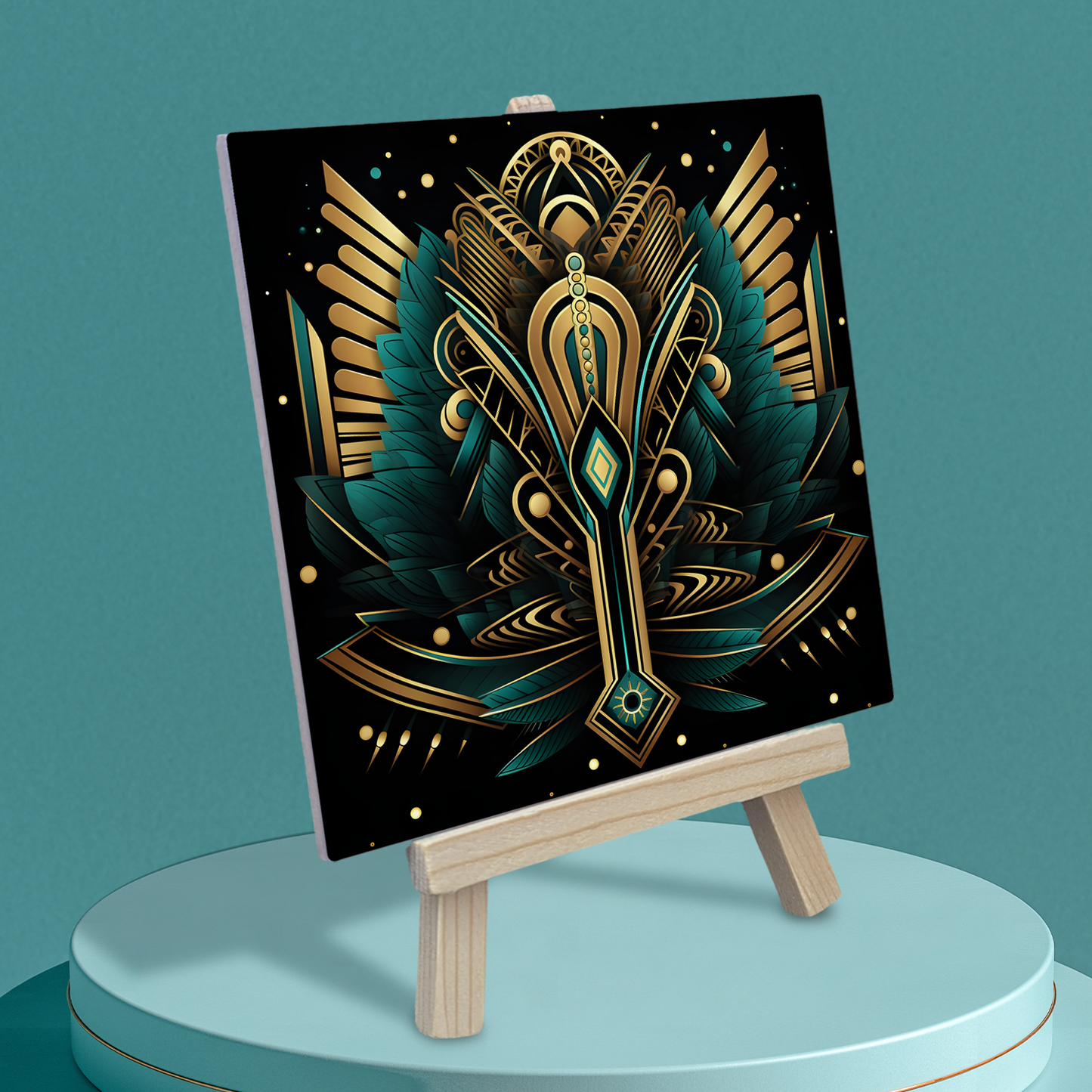 Art Deco Mini Art Panel – Ceramic Art Tile With Easel