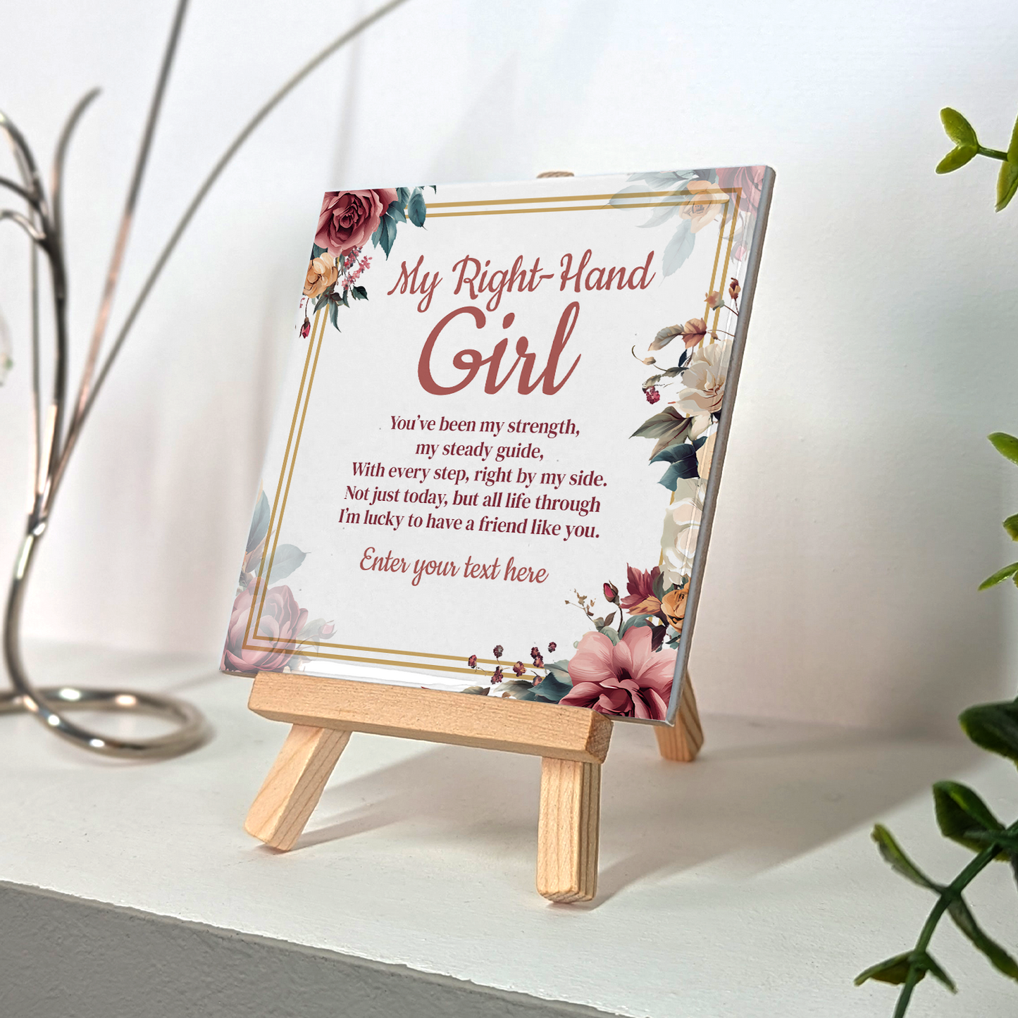 My Right Hand Girl Personalised Tile With Easel