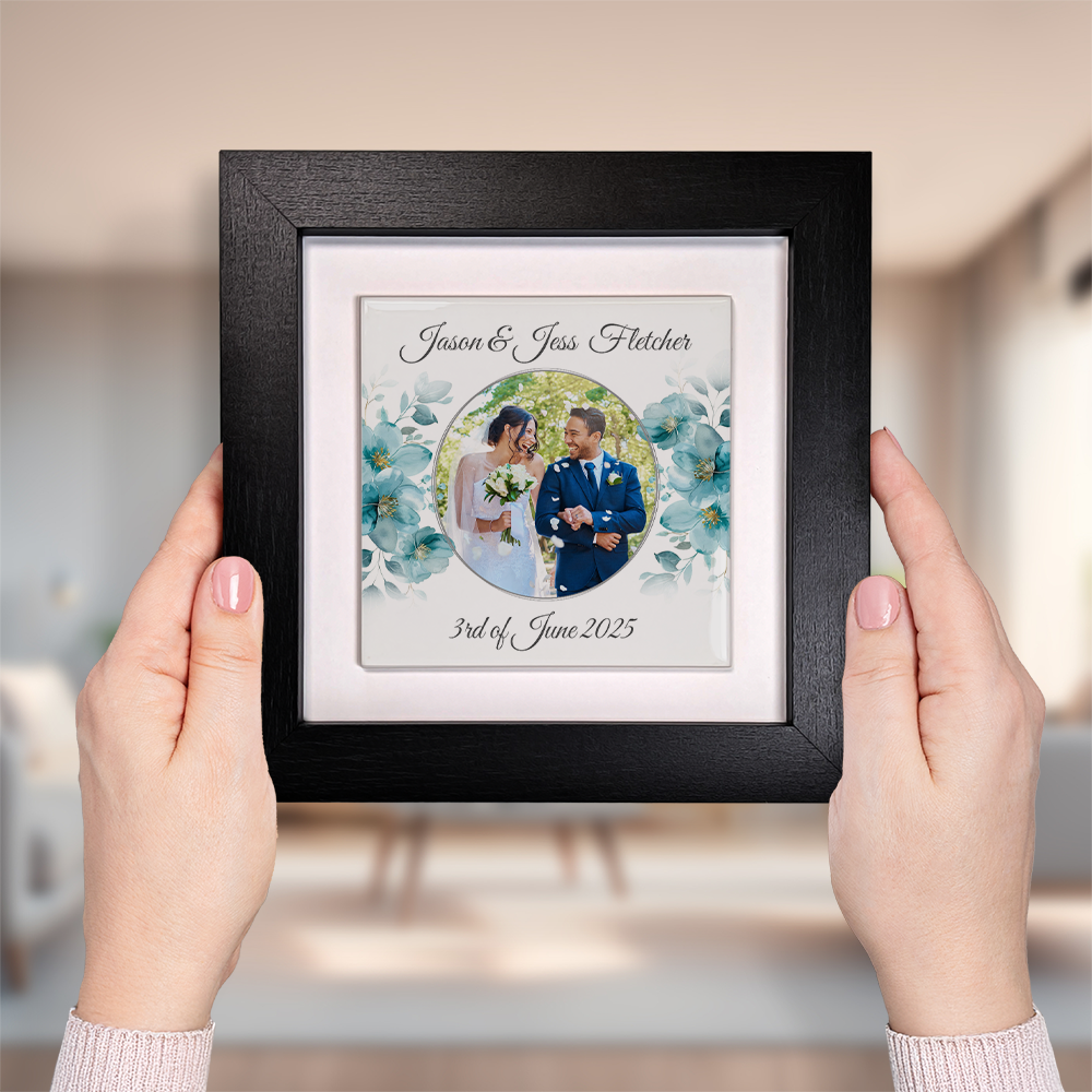 Blue Poppies Floral Wedding Celebrations - Framed Ceramic Tiles Square