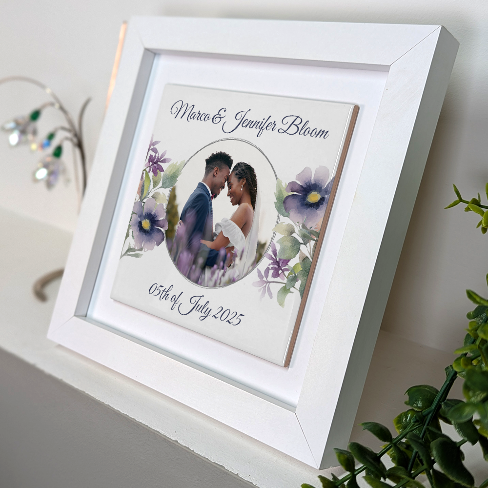 Purple Poppies Floral Wedding Celebrations - Framed Ceramic Tiles Square