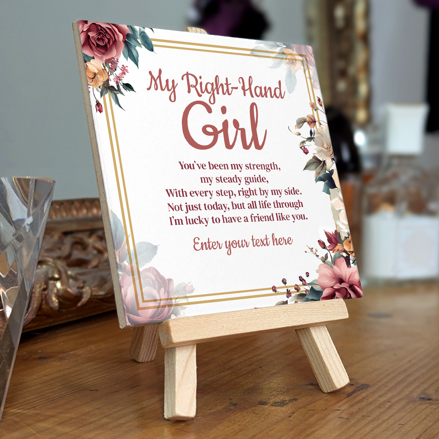 My Right Hand Girl Personalised Tile With Easel