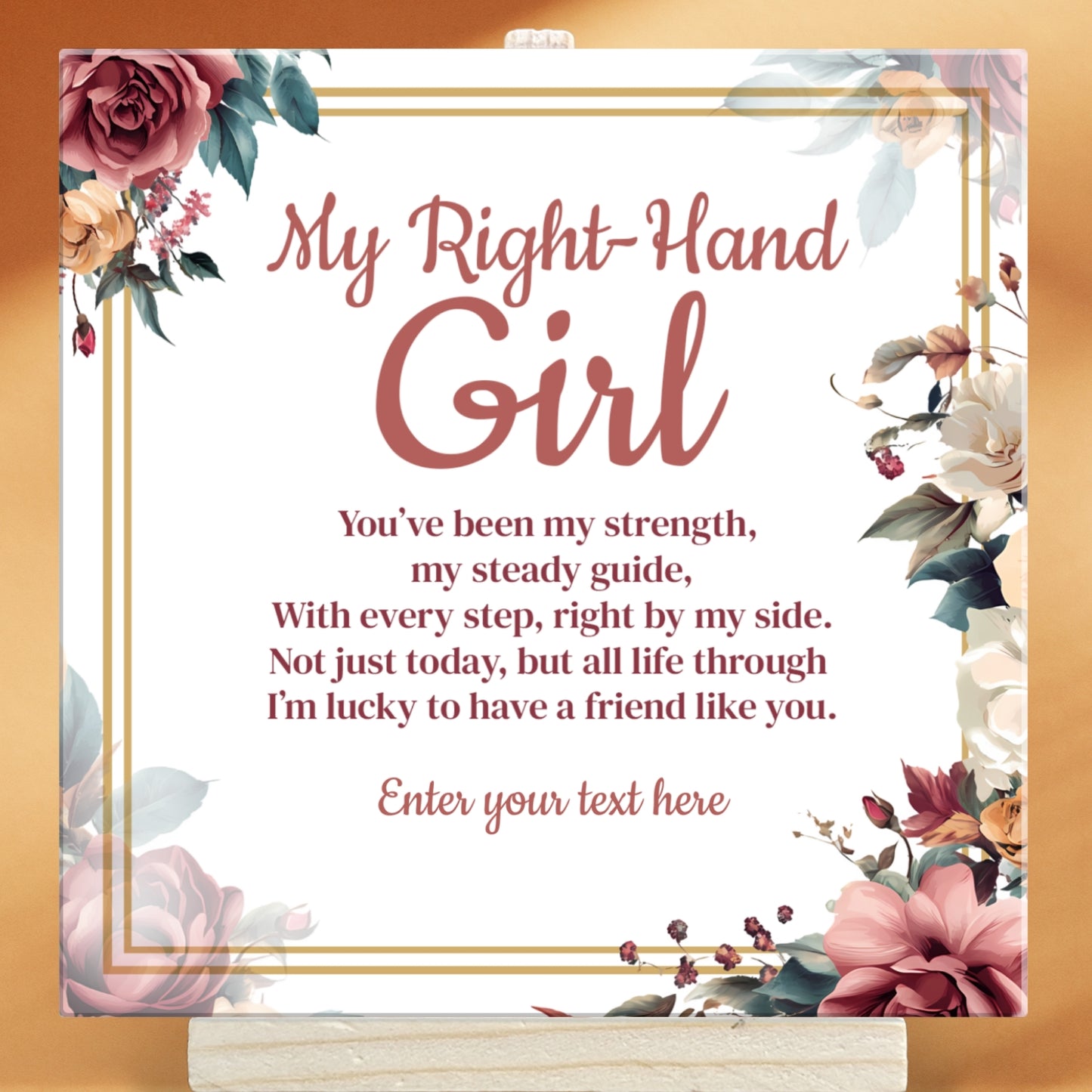 My Right Hand Girl Personalised Tile With Easel