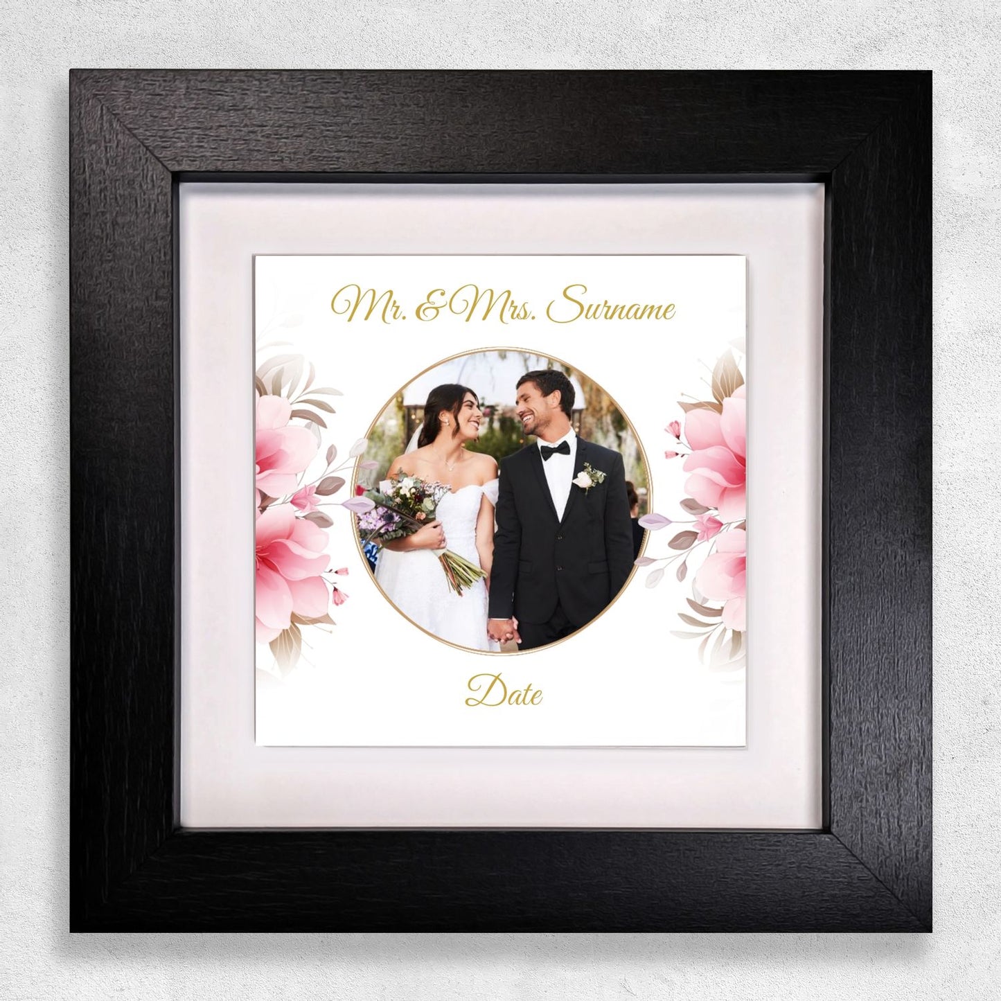 Pink Rose Floral Wedding Celebrations - Framed Ceramic Tiles Square