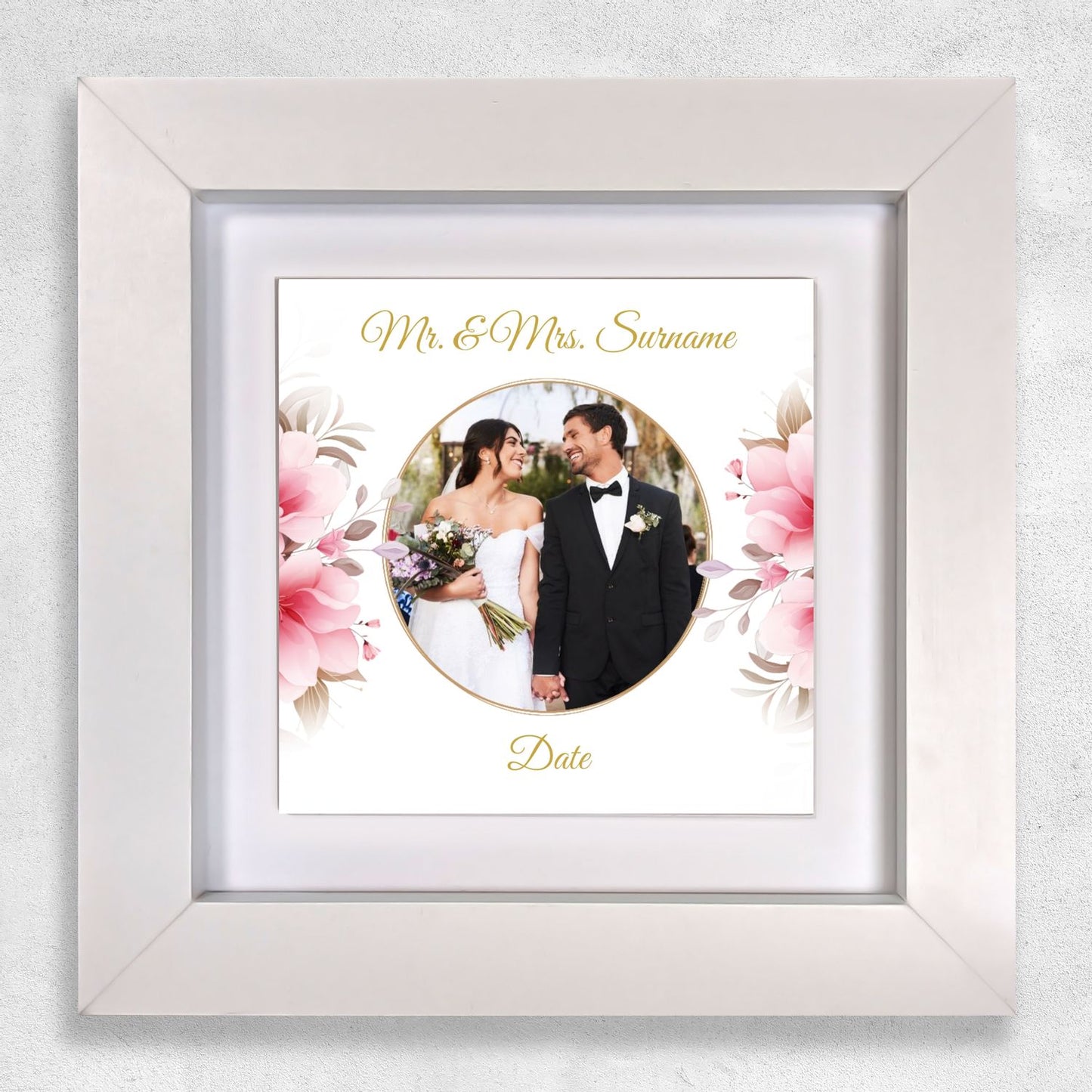 Pink Rose Floral Wedding Celebrations - Framed Ceramic Tiles Square