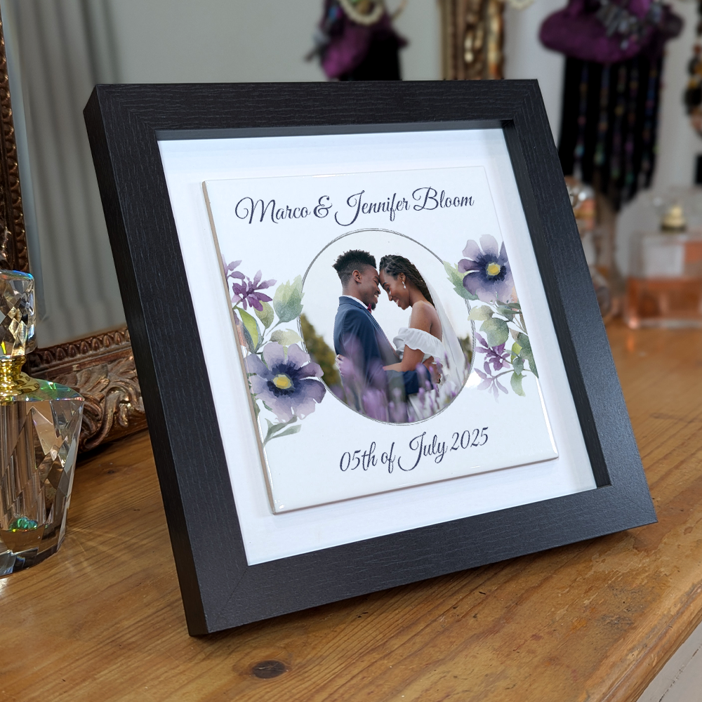 Purple Poppies Floral Wedding Celebrations - Framed Ceramic Tiles Square