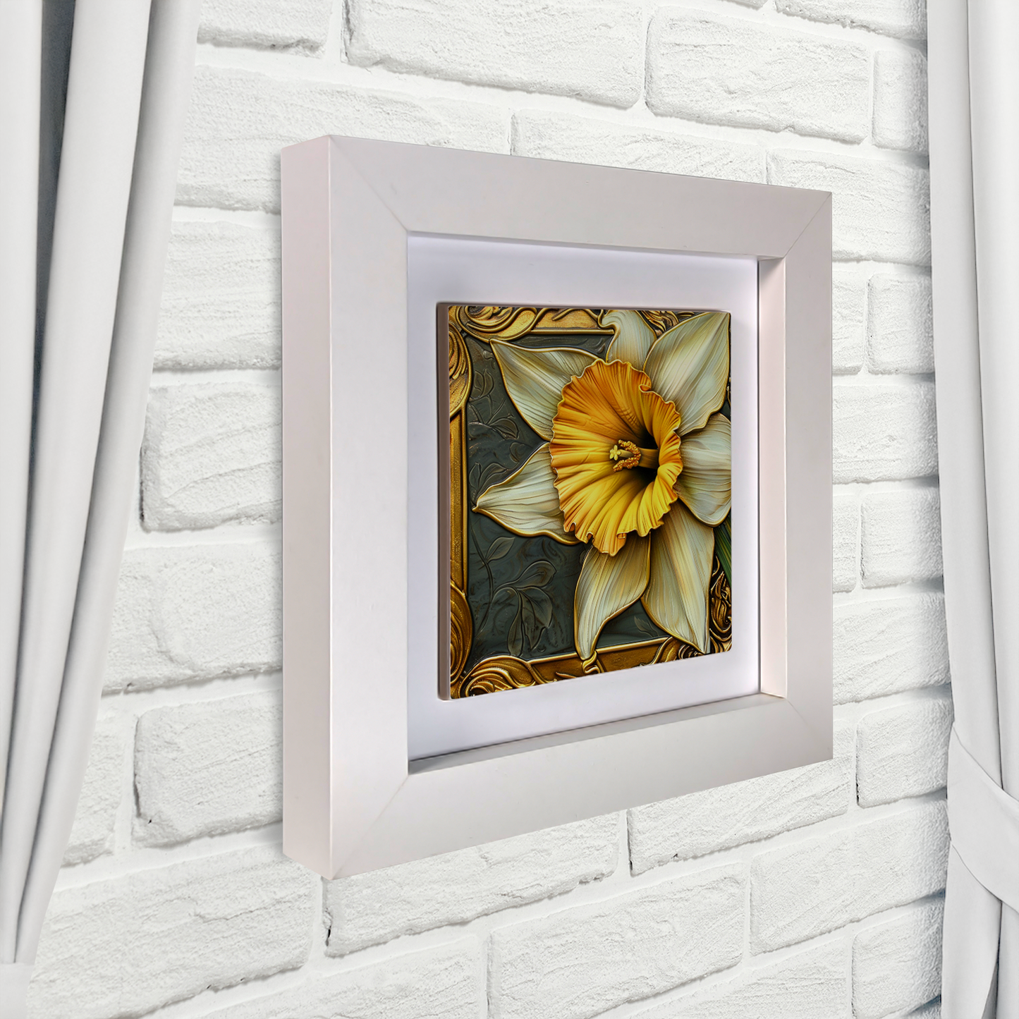 Art Nouveau Square Framed Ceramic Tile Art