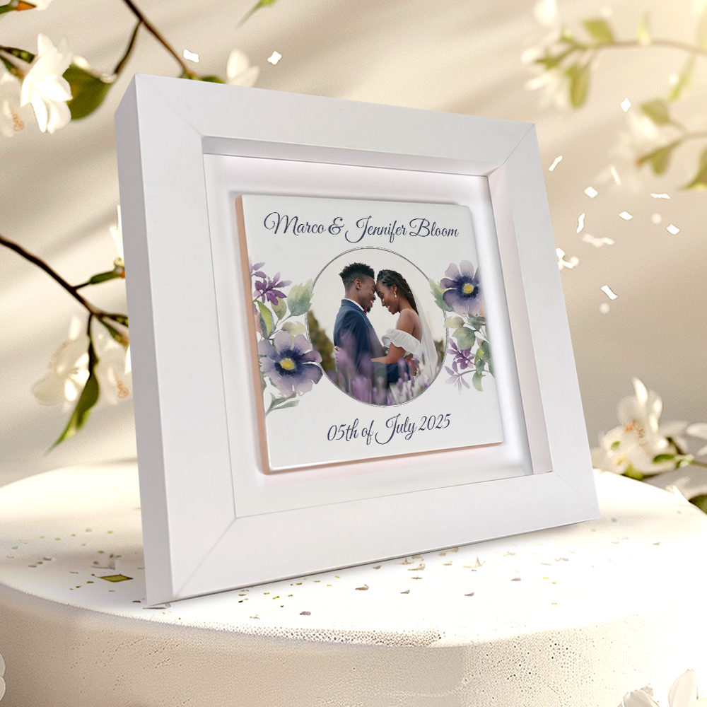 Purple Poppies Floral Wedding Celebrations - Framed Ceramic Tiles Square