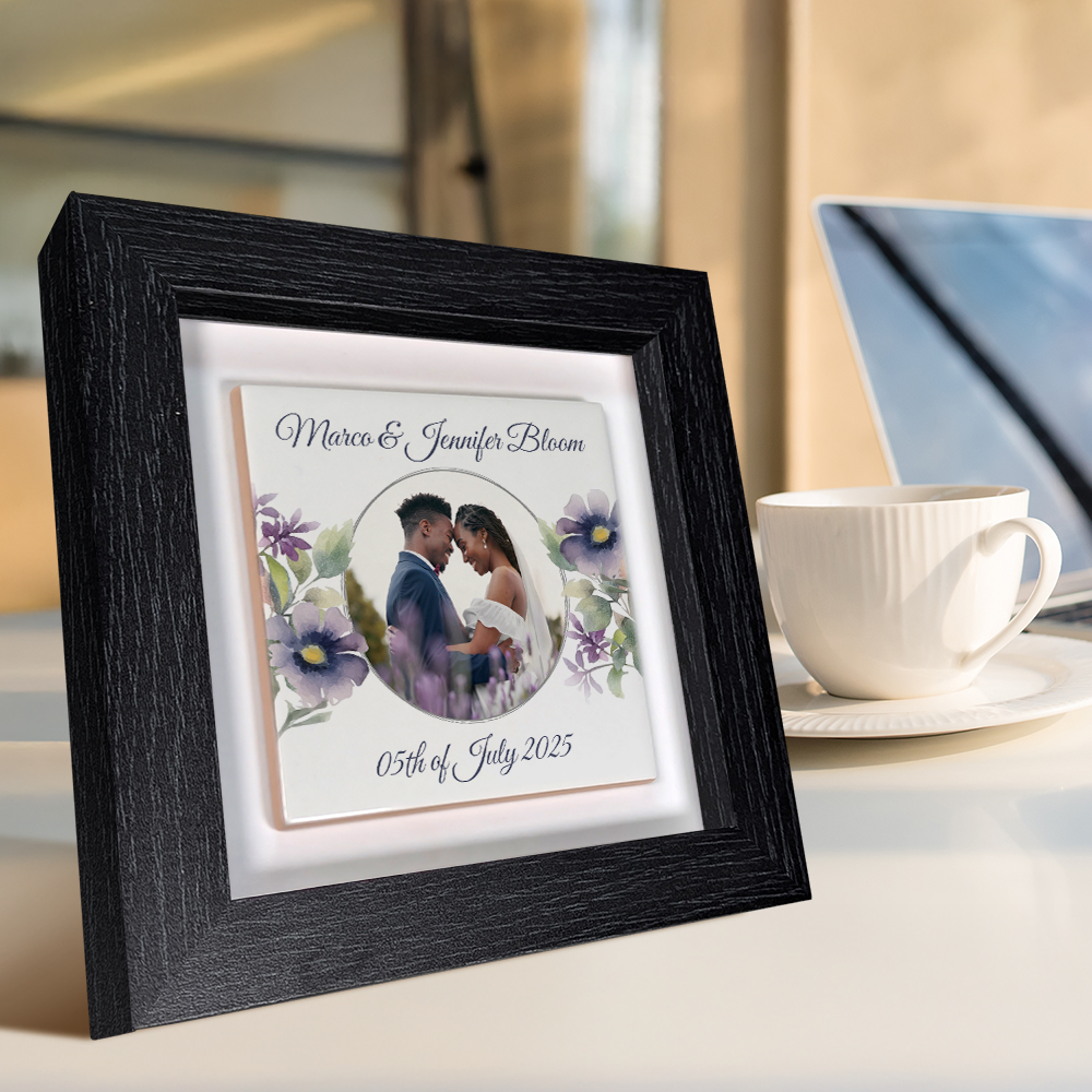 Purple Poppies Floral Wedding Celebrations - Framed Ceramic Tiles Square