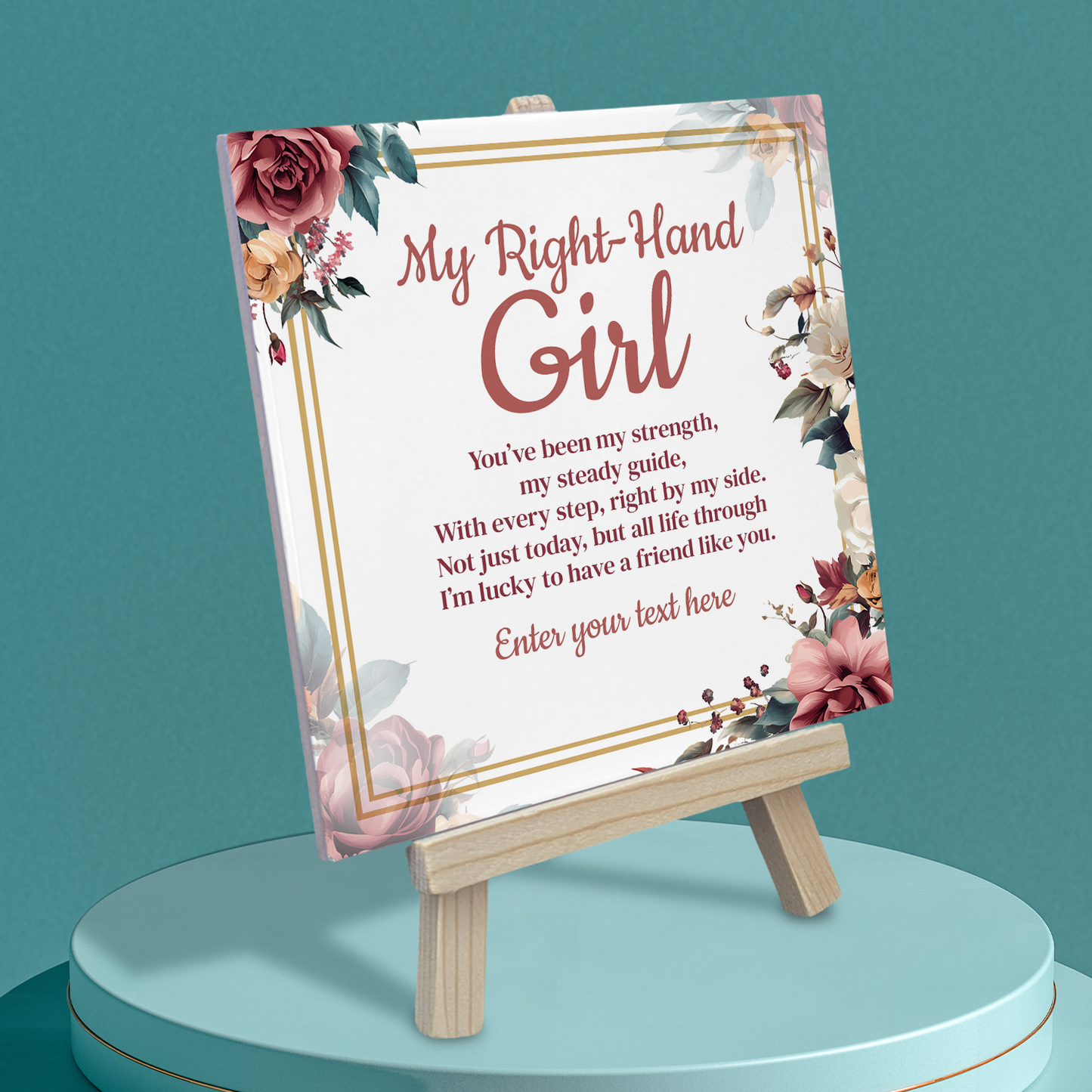 My Right Hand Girl Personalised Tile With Easel