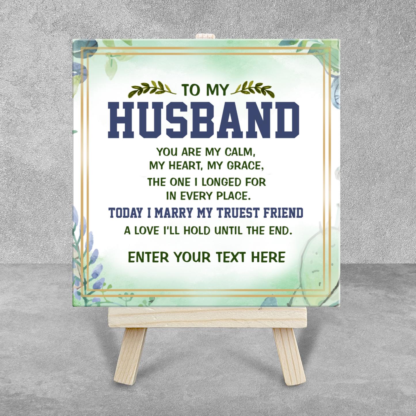 To My Husband – Personalised Ceramic Tile with Easel