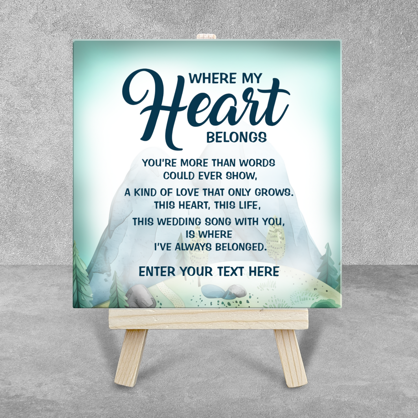 Where my Heart Belongs – Personalised Ceramic Tile with Easel