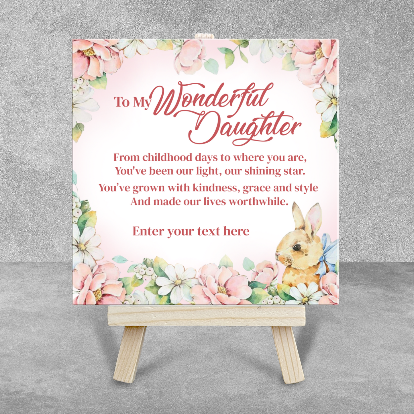 To My Wonderful Daughter – Personalised Ceramic Tile with Easel