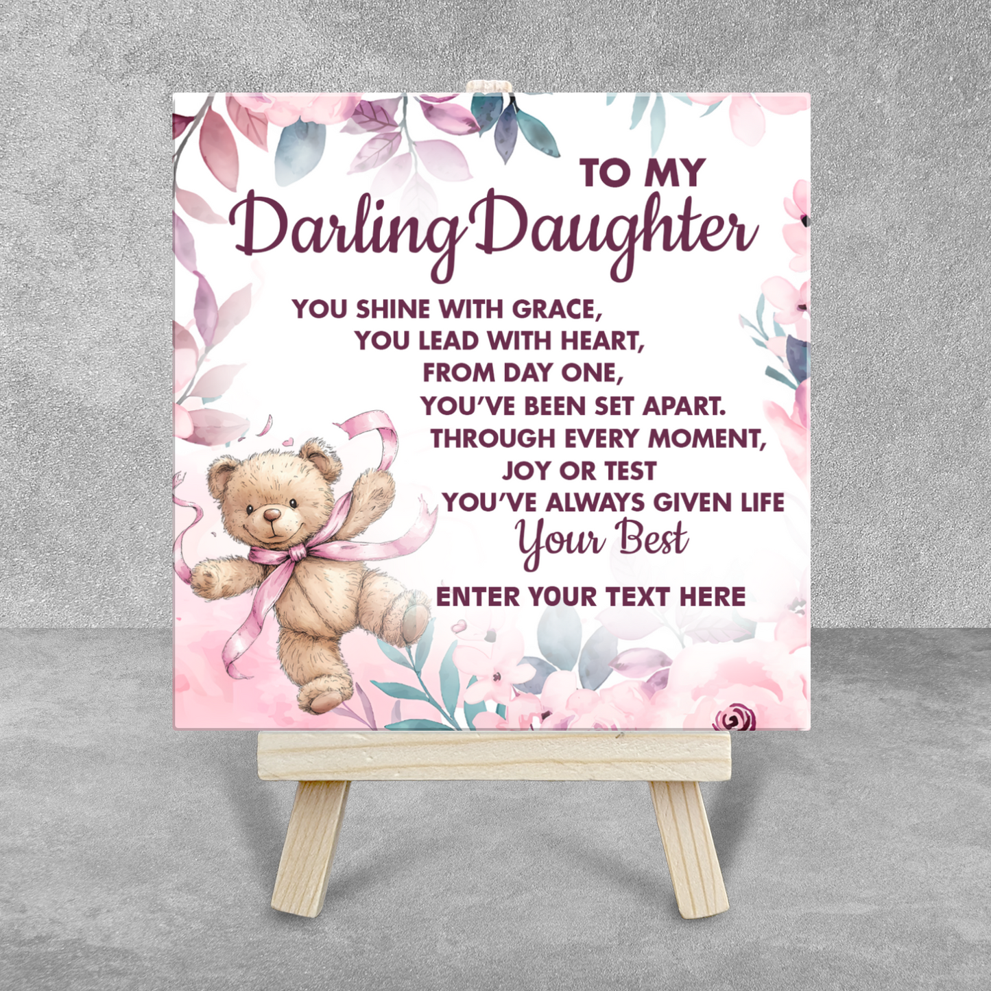 To My Darling Daughter – Personalised Ceramic Tile with Easel