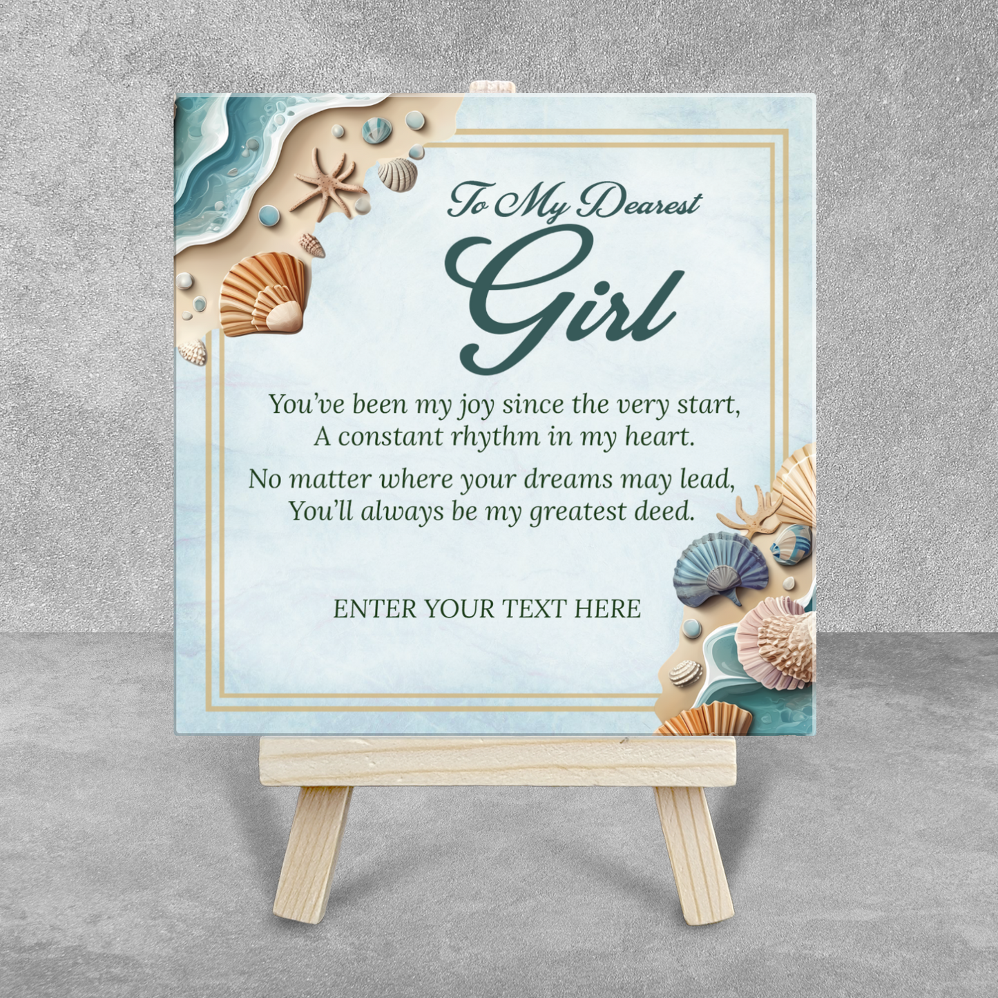To My Dearest Girl – Personalised Ceramic Tile with Easel