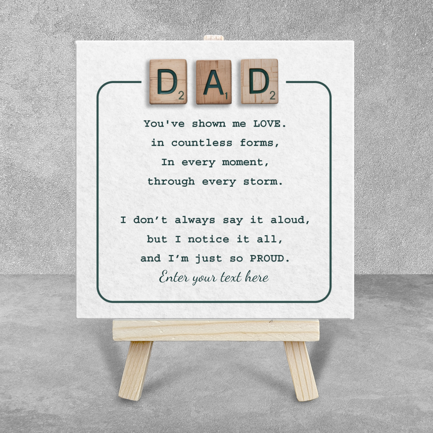 Dad Scrabble – Personalised Ceramic Tile with Easel