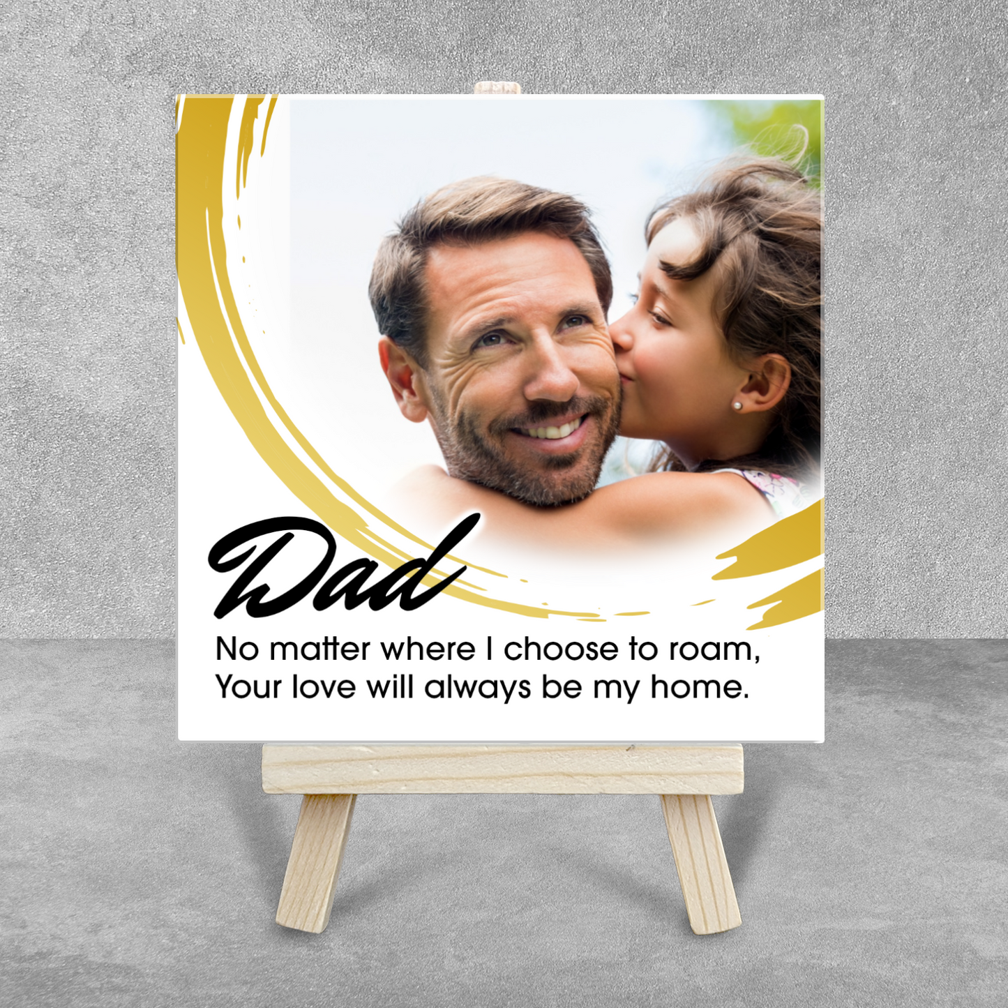 Dad No Matter Where – Personalised Ceramic Tile with Easel