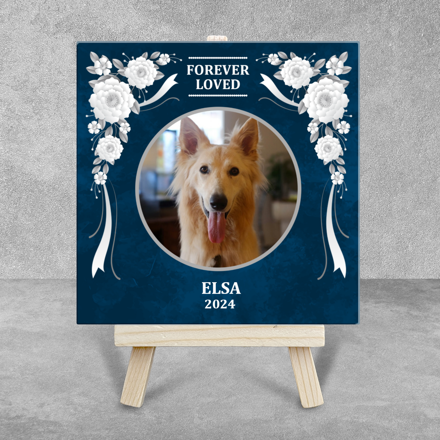 Pet Memorial – Personalised Ceramic Tile with Easel