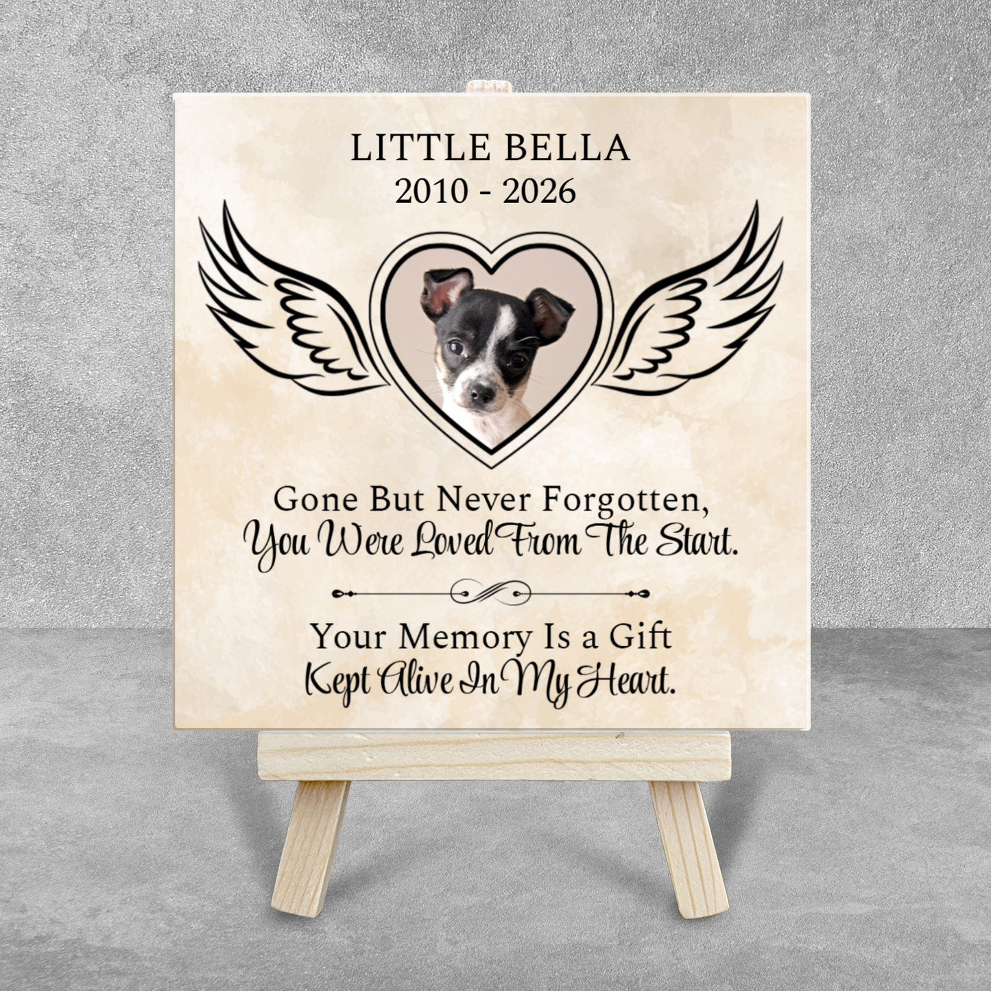 Gone But Never Forgotten – Personalised Ceramic Tile with Easel