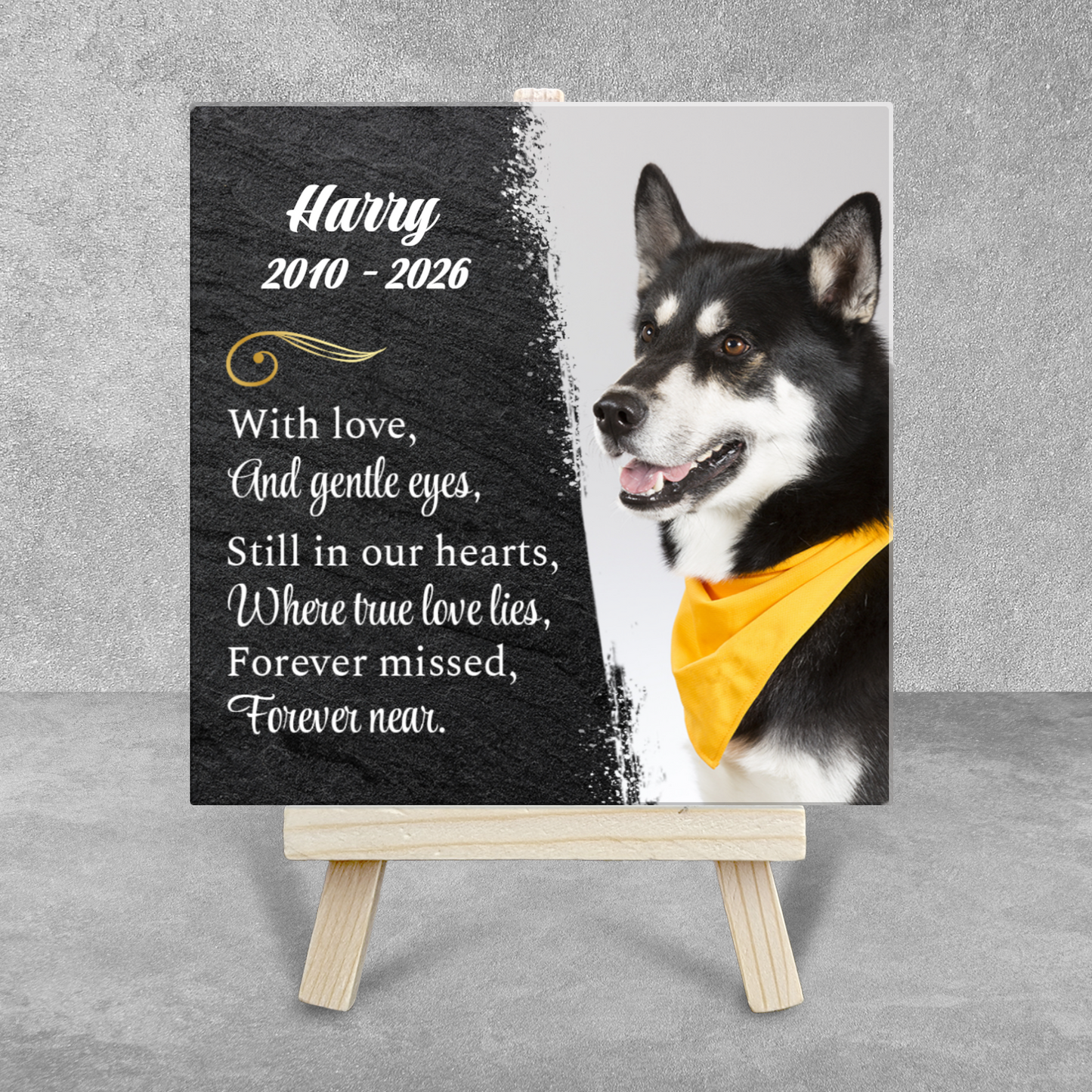 Still In Our Hearts – Personalised Ceramic Tile with Easel