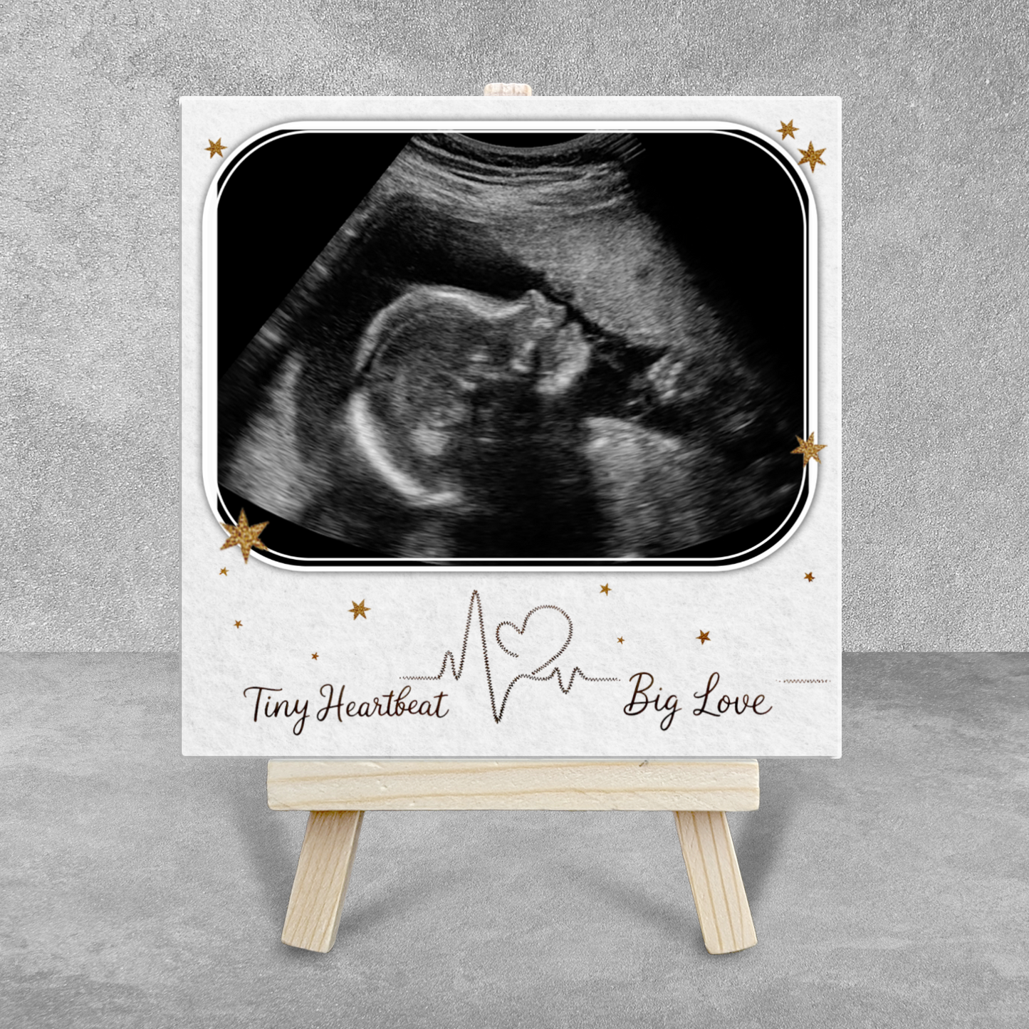 Tiny Heartbeat, Big Love – Personalised Ceramic Tile with Easel