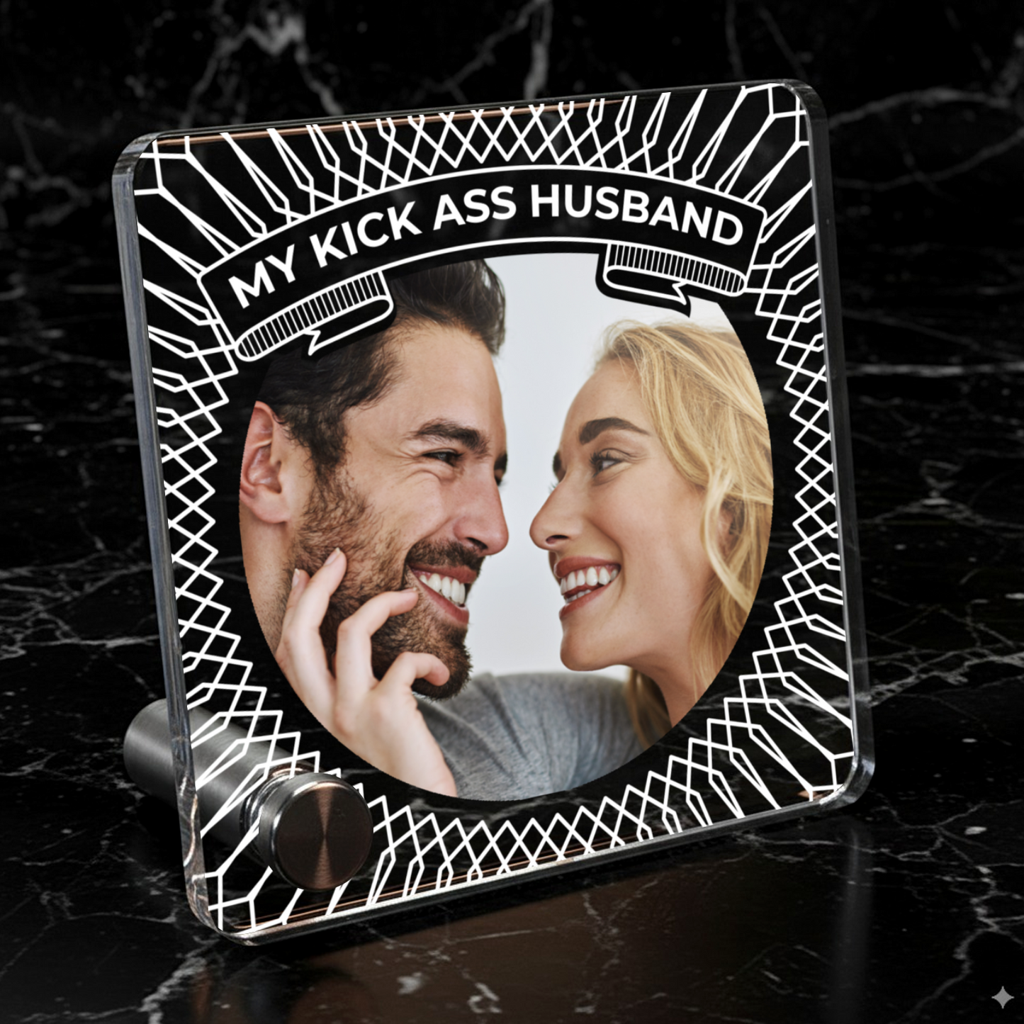 My Kick Ass Husband - Gold 14k Cuban Chain With Personalised Acrylic Plaque