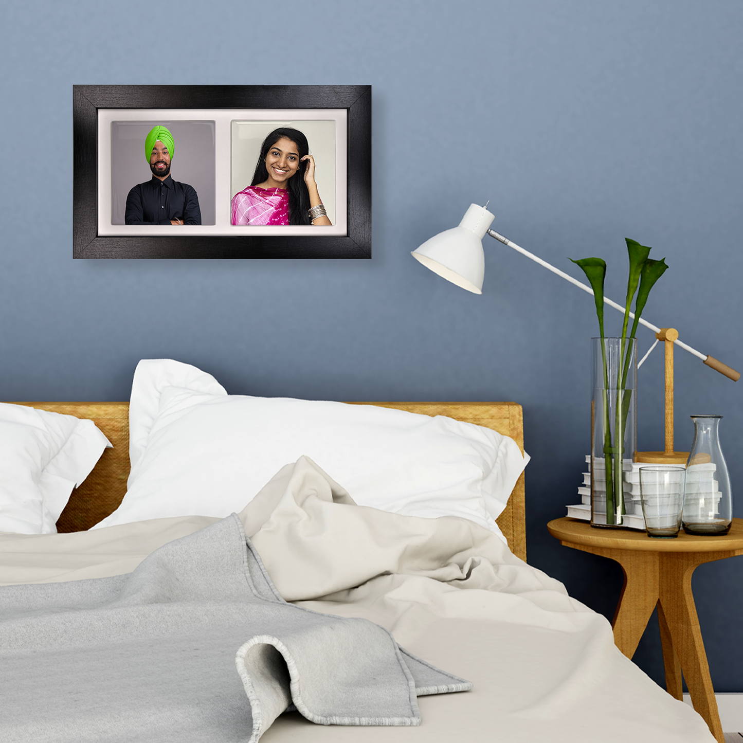 Family Portrait For Brother or Sister – Personalised Ceramic Tiles in Landscape Frame