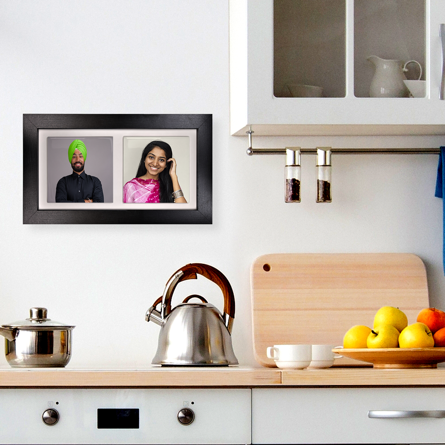 Family Portrait For Brother or Sister – Personalised Ceramic Tiles in Landscape Frame