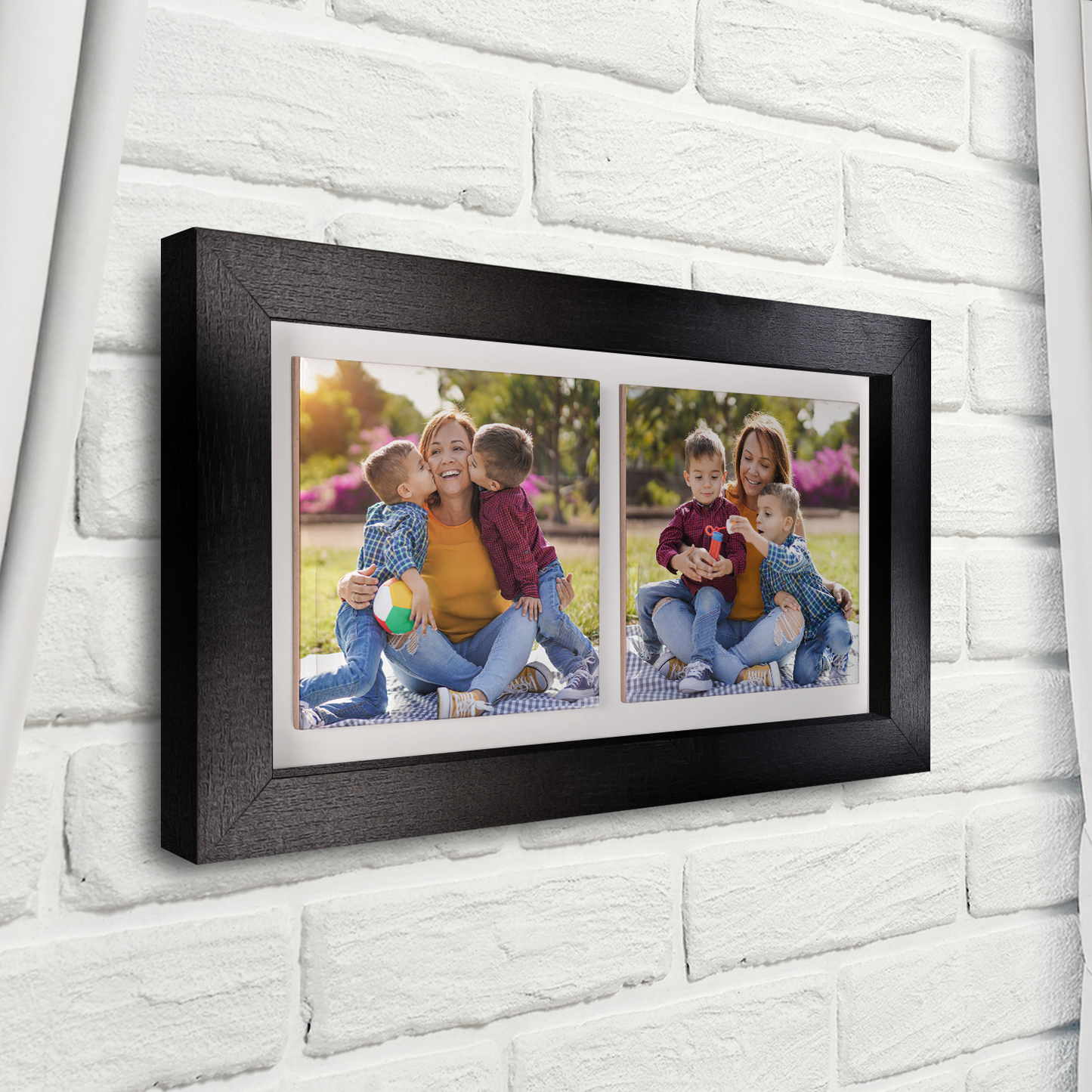 Family Portrait For Mum – Personalised Ceramic Tiles in Landscape Frame