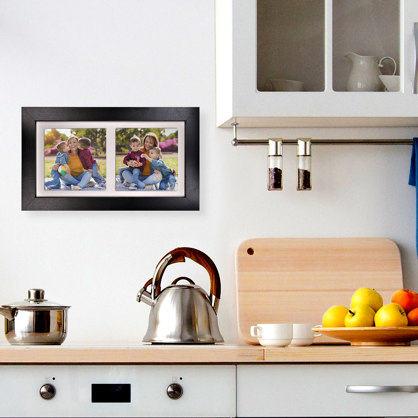 Family Portrait For Mum – Personalised Ceramic Tiles in Landscape Frame