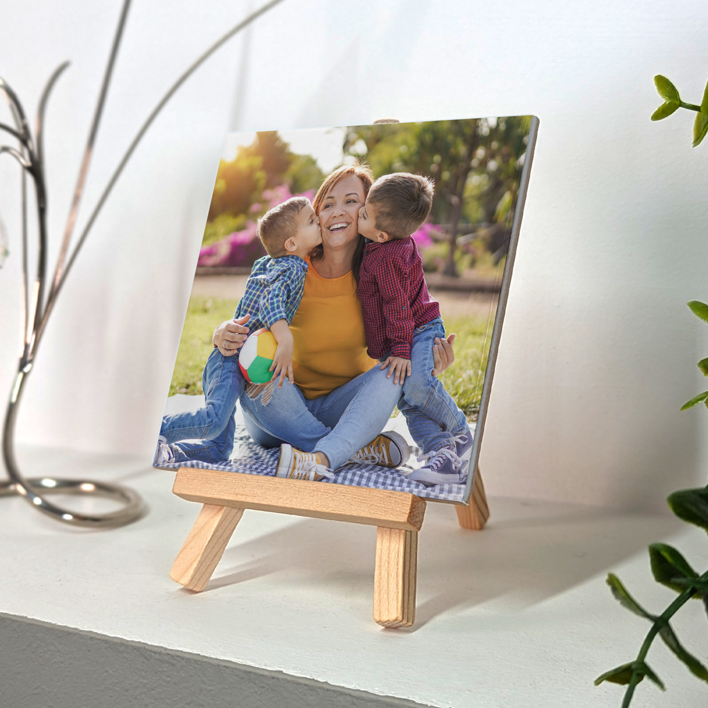Family Portrait For Mum – Personalised Ceramic Tile with Easel