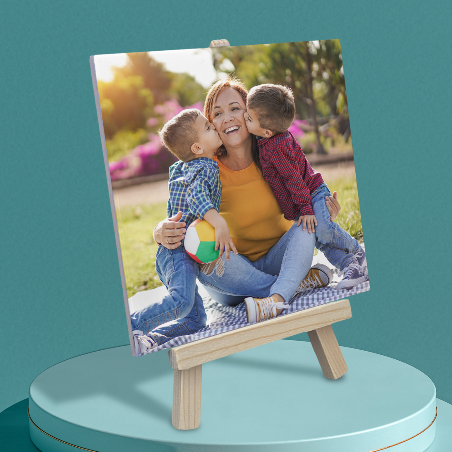 Family Portrait For Mum – Personalised Ceramic Tile with Easel
