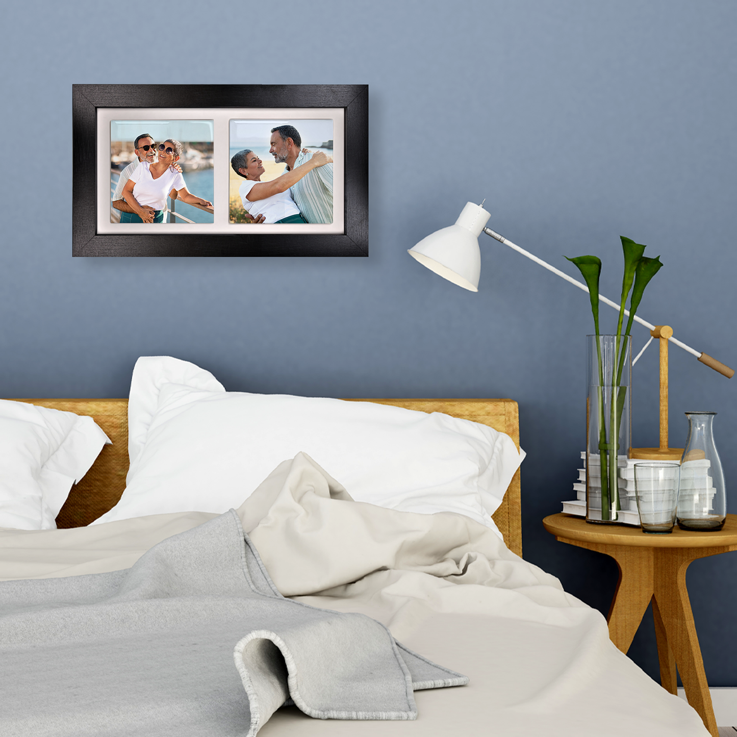 Family Portrait For Husband & Wife – Personalised Ceramic Tiles in Landscape Frame