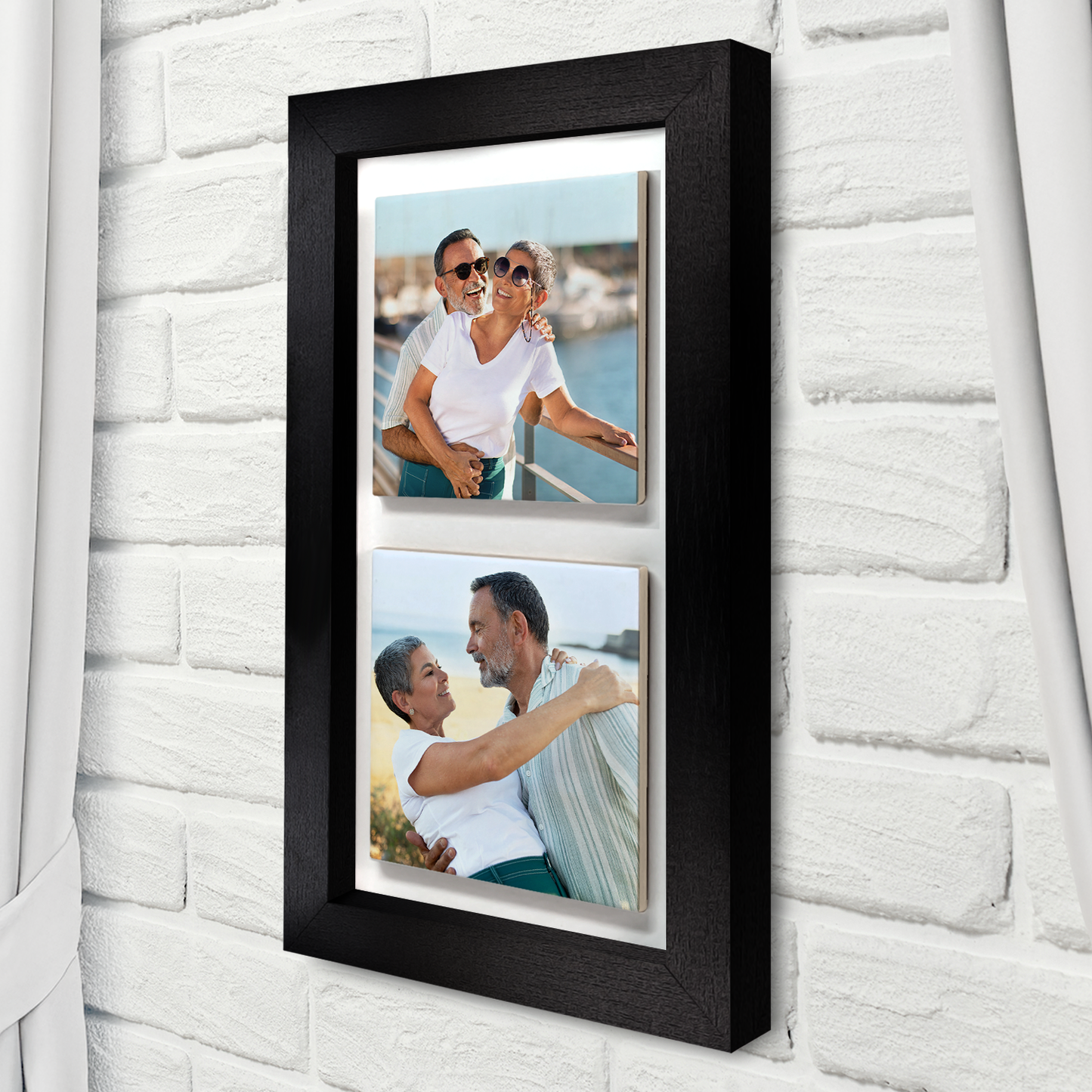 Family Portrait For Husband & Wife – Personalised Ceramic Tiles in Portrait Frame