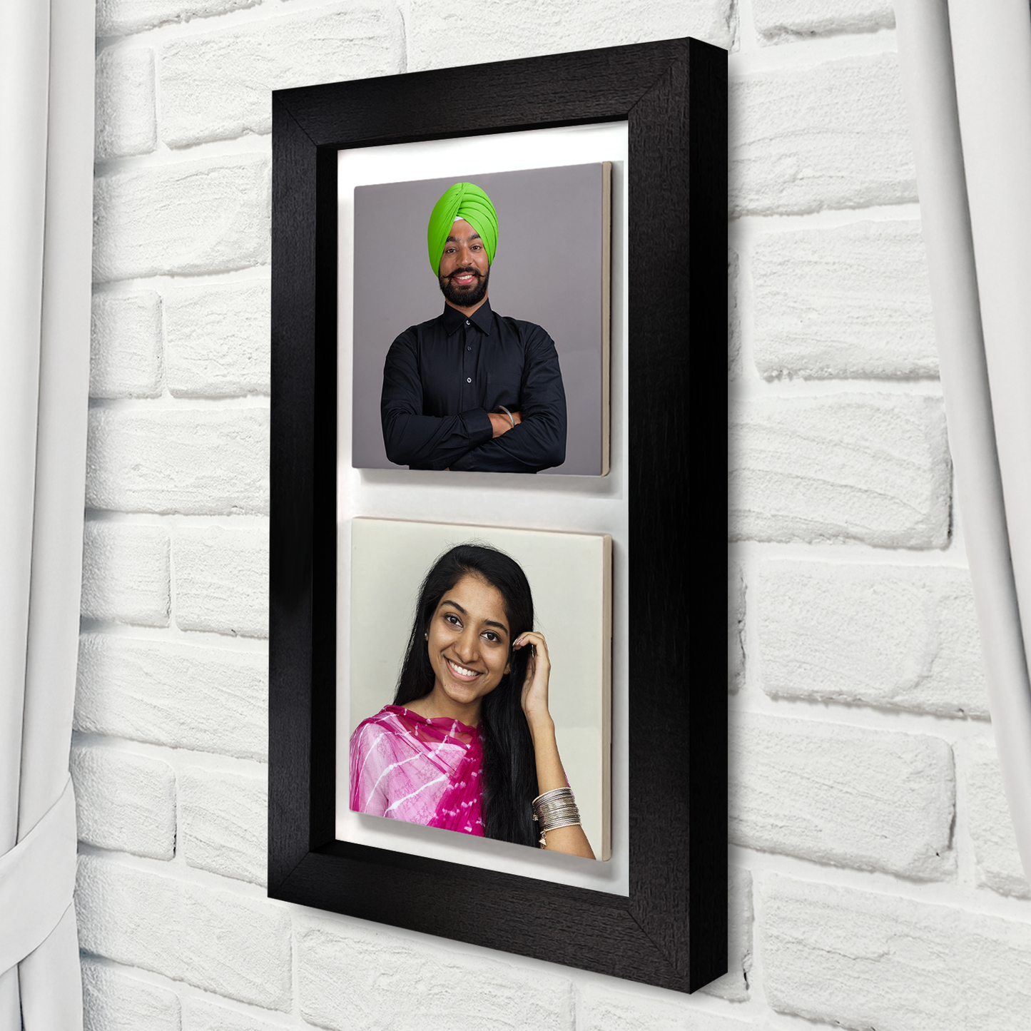 Family Portrait For Brother or Sister – Personalised Ceramic Tiles in Portrait Frame