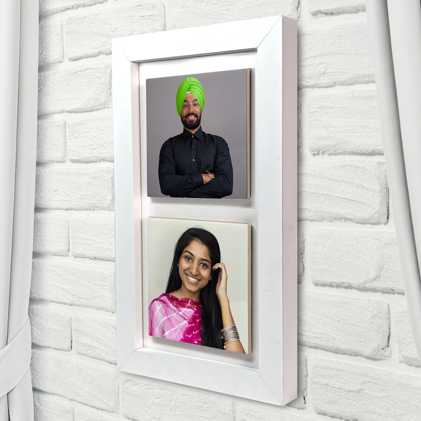 Family Portrait For Brother or Sister – Personalised Ceramic Tiles in Portrait Frame