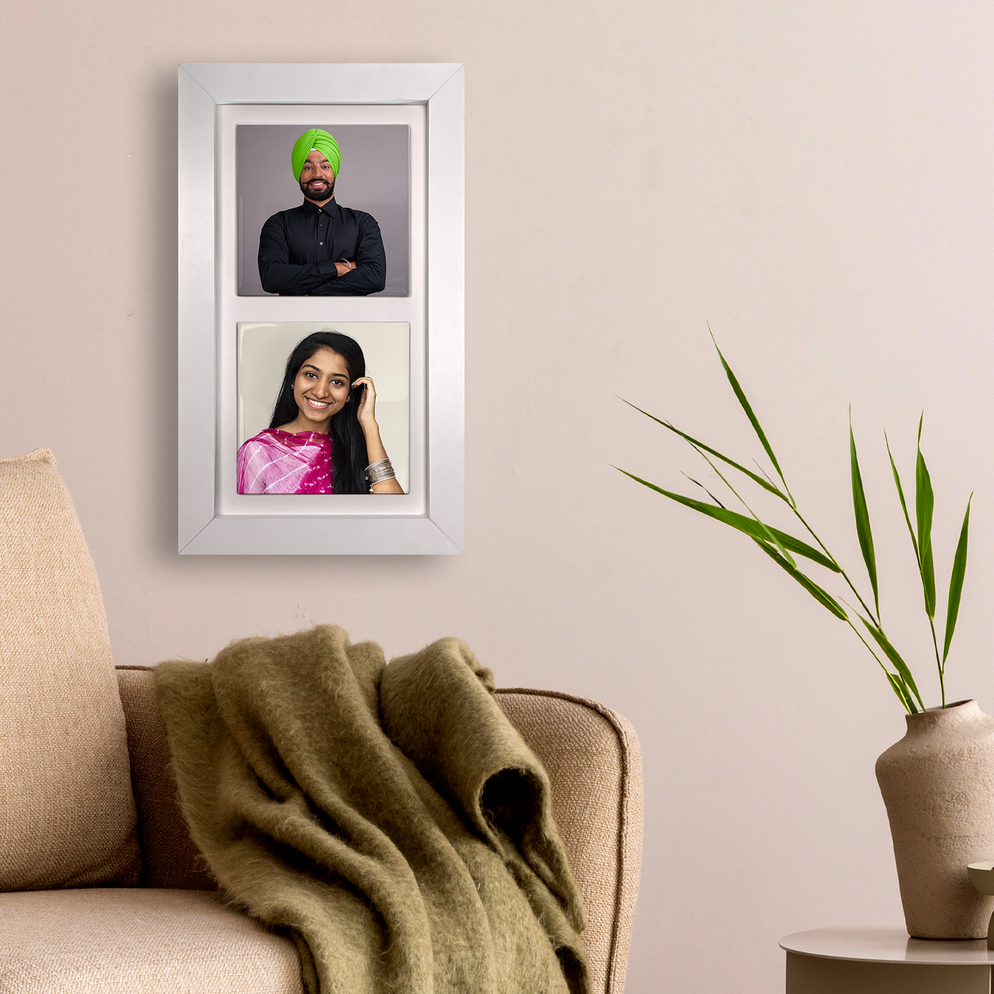 Family Portrait For Brother or Sister – Personalised Ceramic Tiles in Portrait Frame